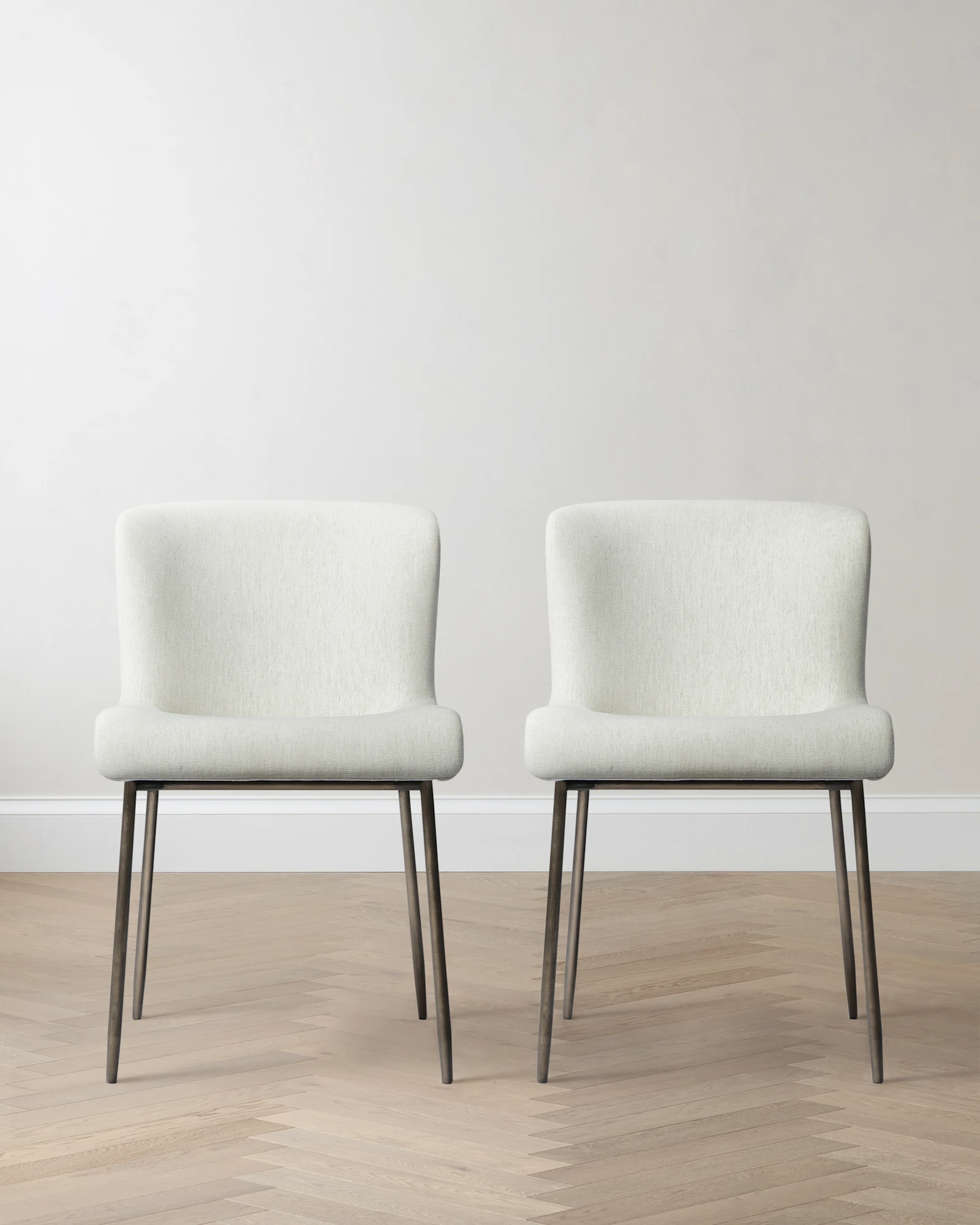 Performance Chenille Dining Chair with Powder Coated Iron Legs in Snow