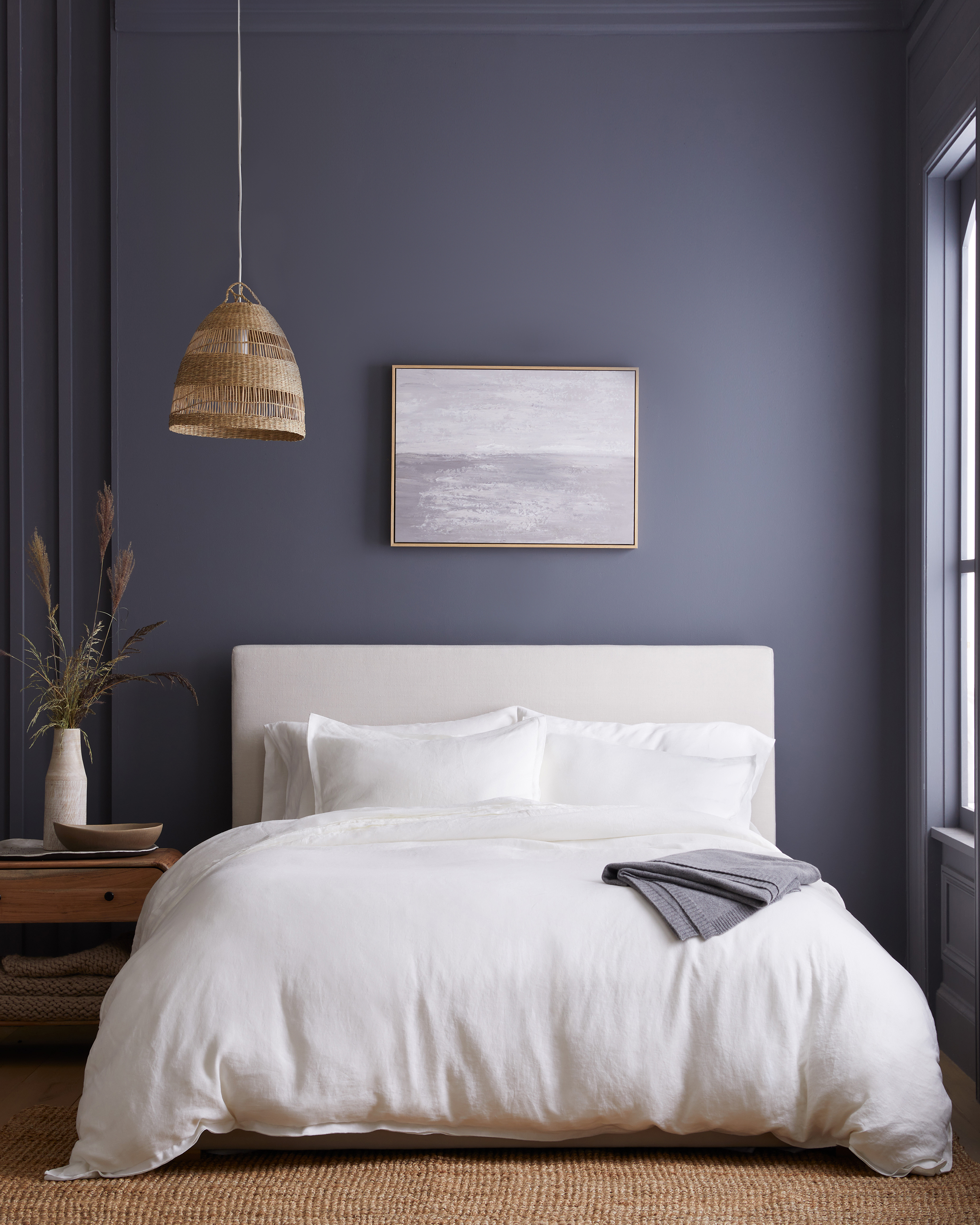 White with White Embroidery European Linen Double Embroidered Edge Duvet Cover Set