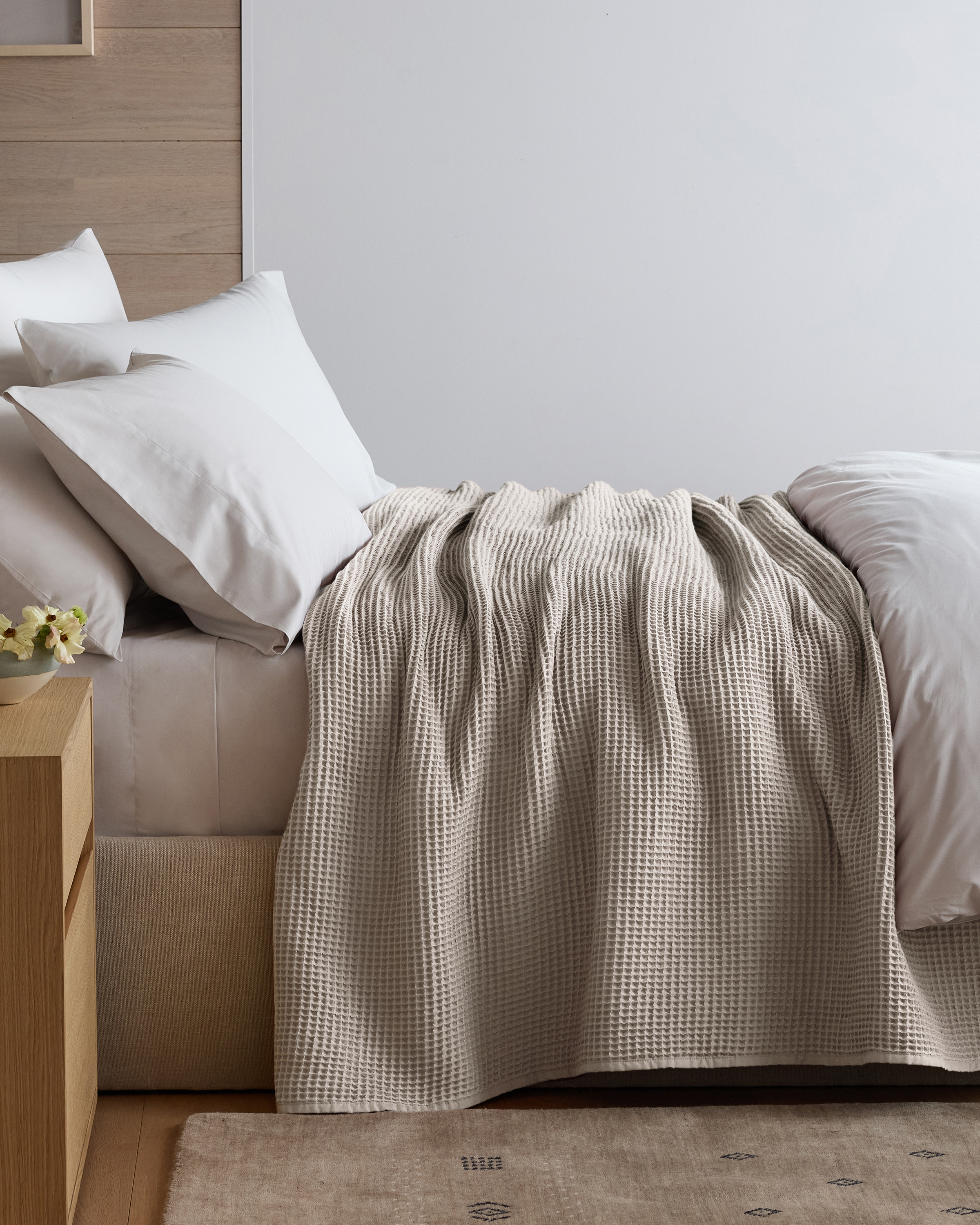 Organic Waffle Bed Blanket - Dove, King/Cal King