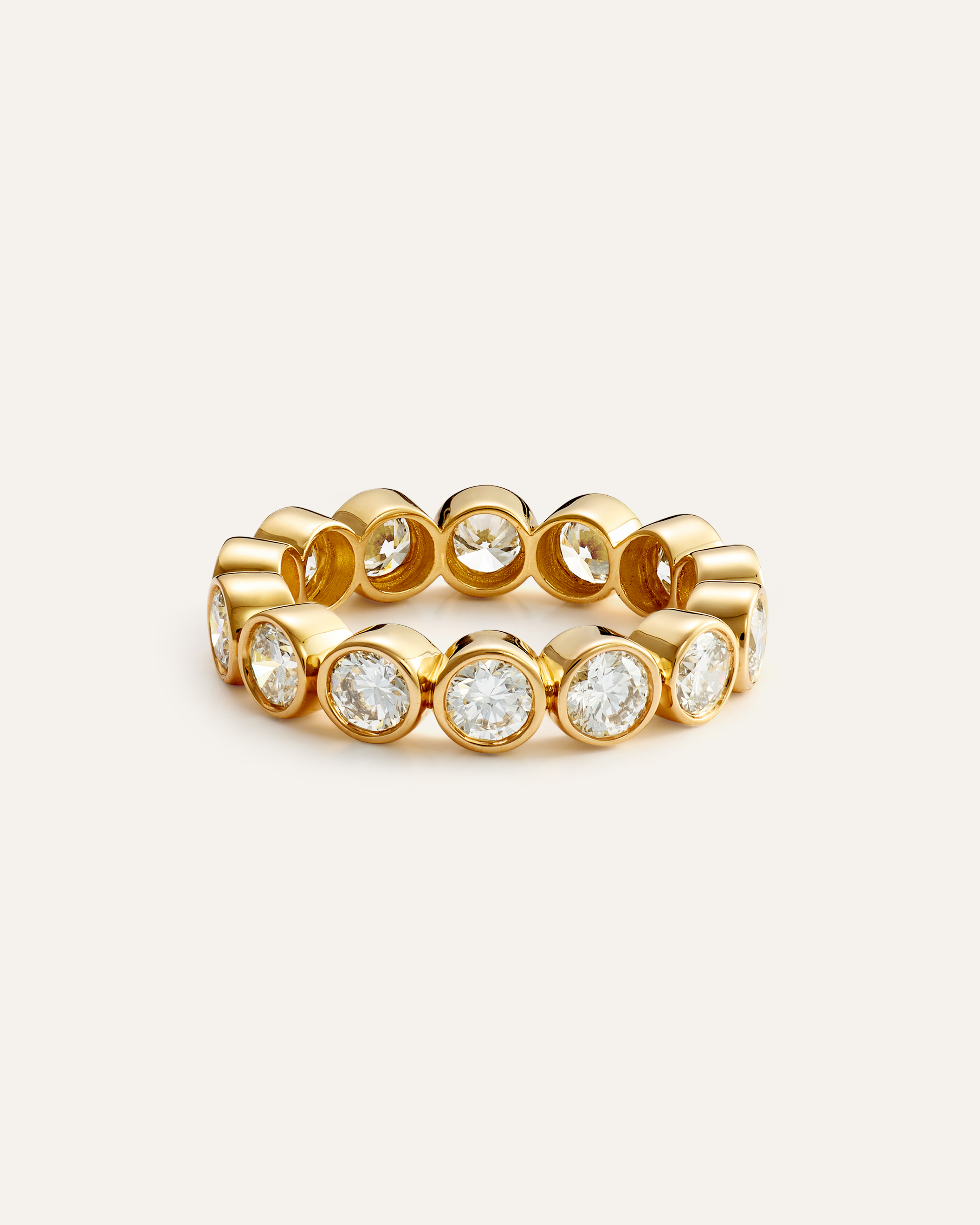 Yellow Gold 14K Gold Lab Grown Diamond Round Bezel Eternity Band - 3ctw