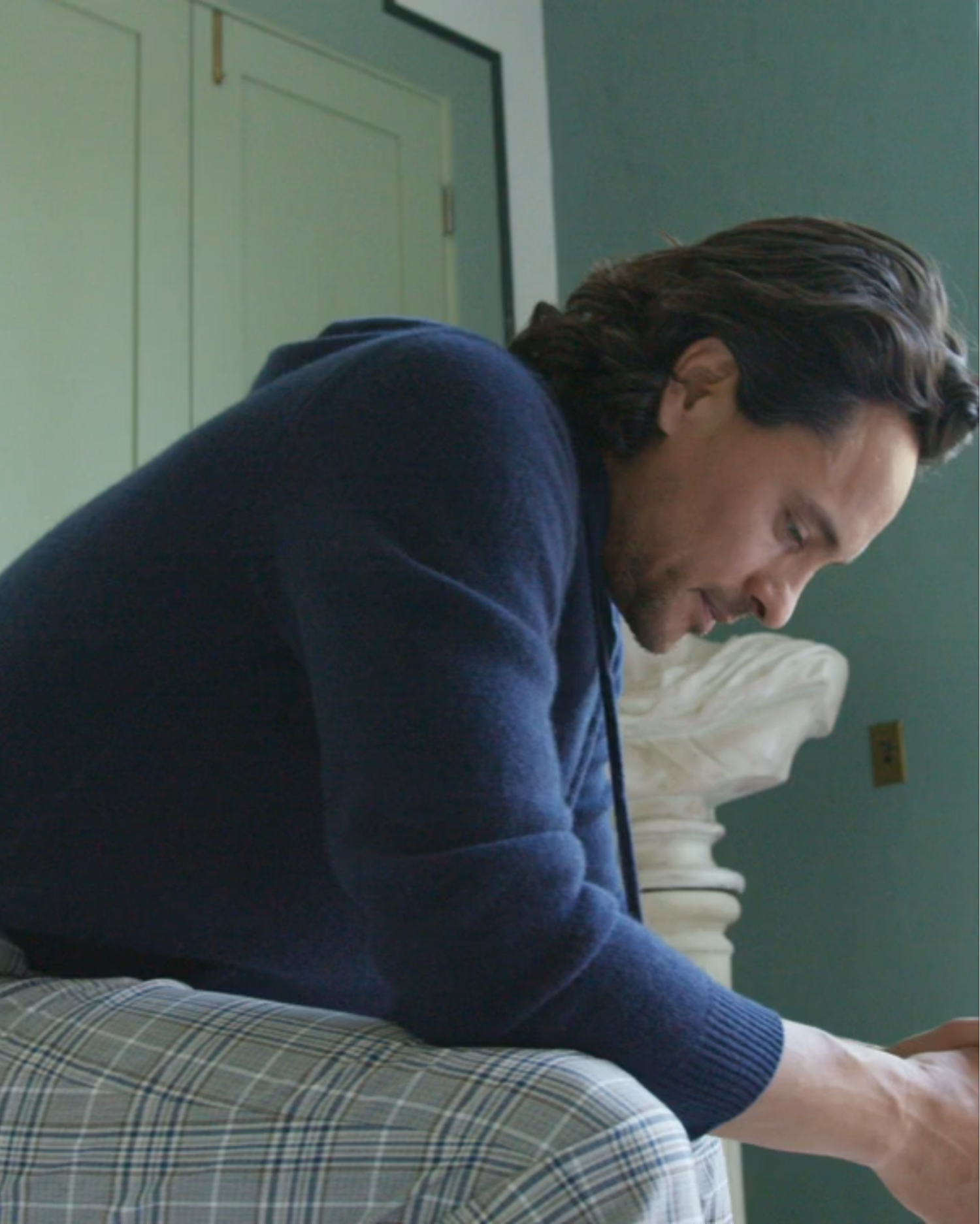 Mongolian Cashmere Full-Zip Hoodie - Navy Video Thumbnail