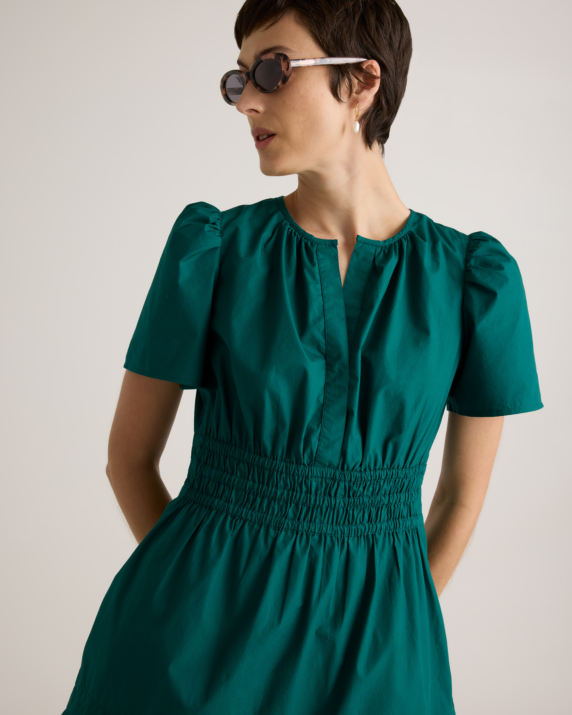 100% Organic Cotton Tiered Mini Dress in Garden Green