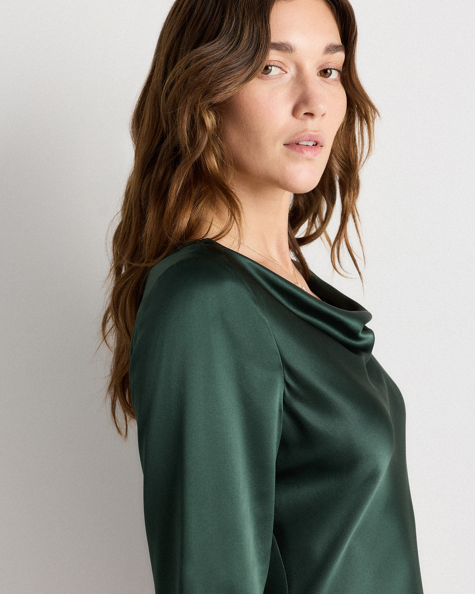 green long sleeve silk short dress Olive Satin Wrap Long Sleeve Mini Dress – AX Paris main image 1