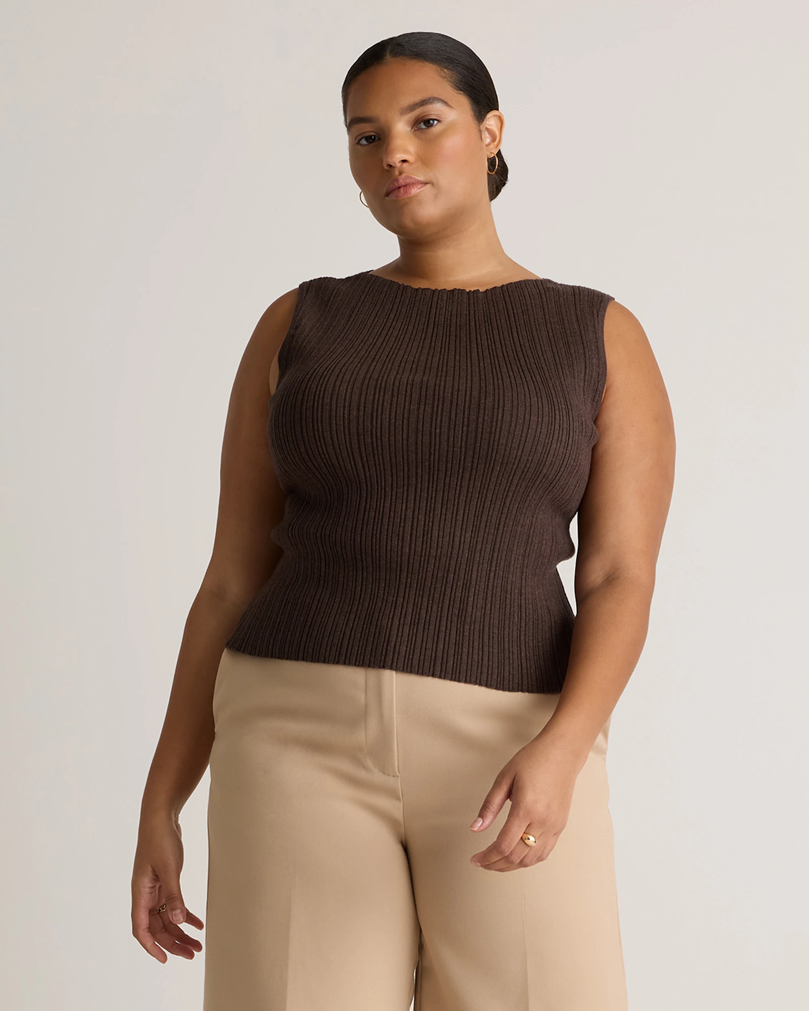 Cotton Cashmere Ribbed Tank