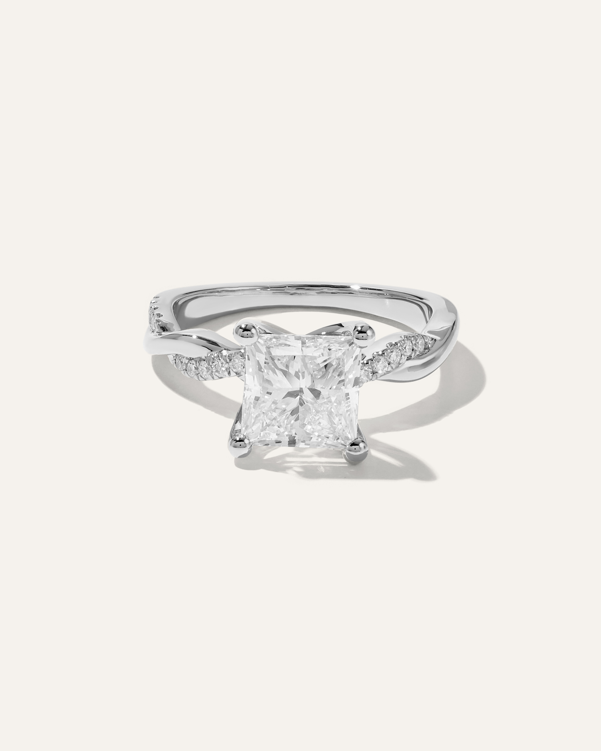 Platinum Lab Grown Diamond Princess Twisted Engagement Ring - 2.5ct