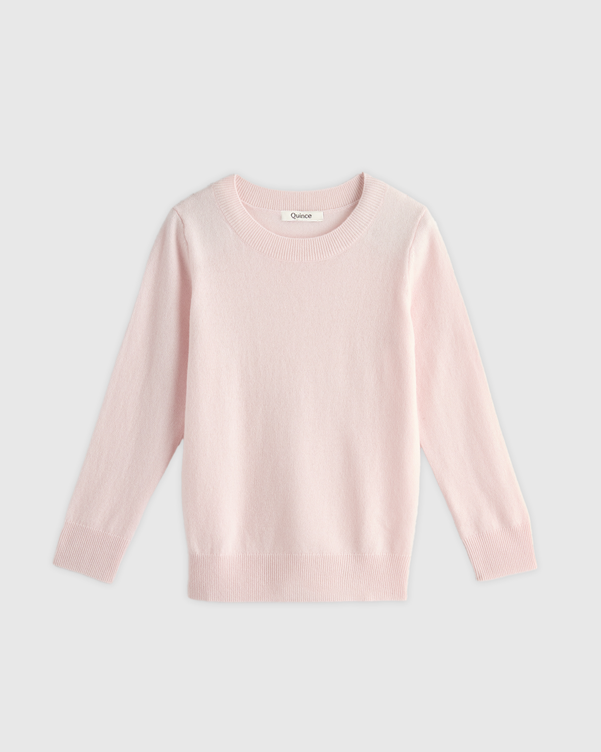 Minimal Pink Washable Cashmere Crewneck Sweater