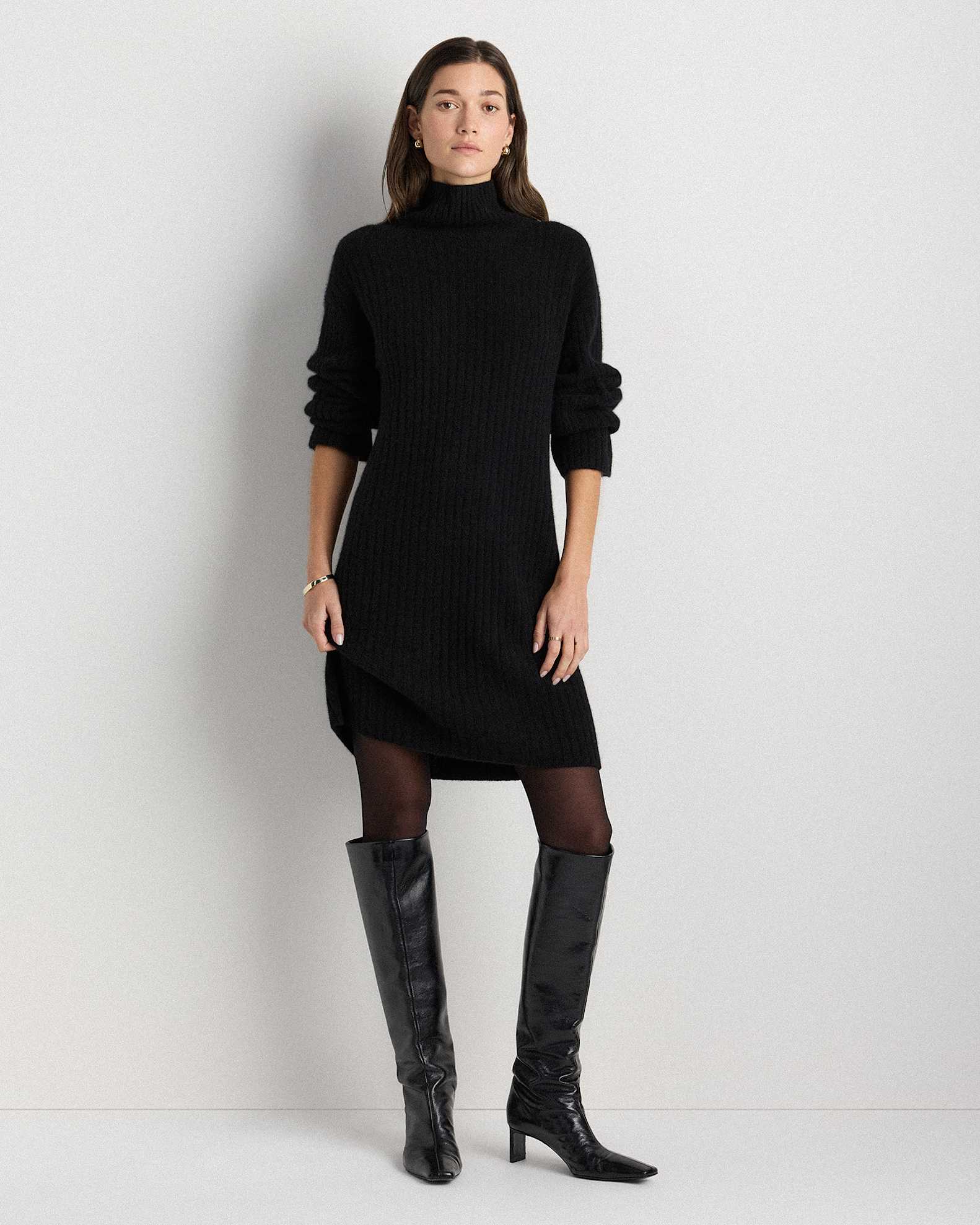 knee length turtleneck dress House of Harlow 1960 x REVOLVE Laurice Turtleneck Dress in Black