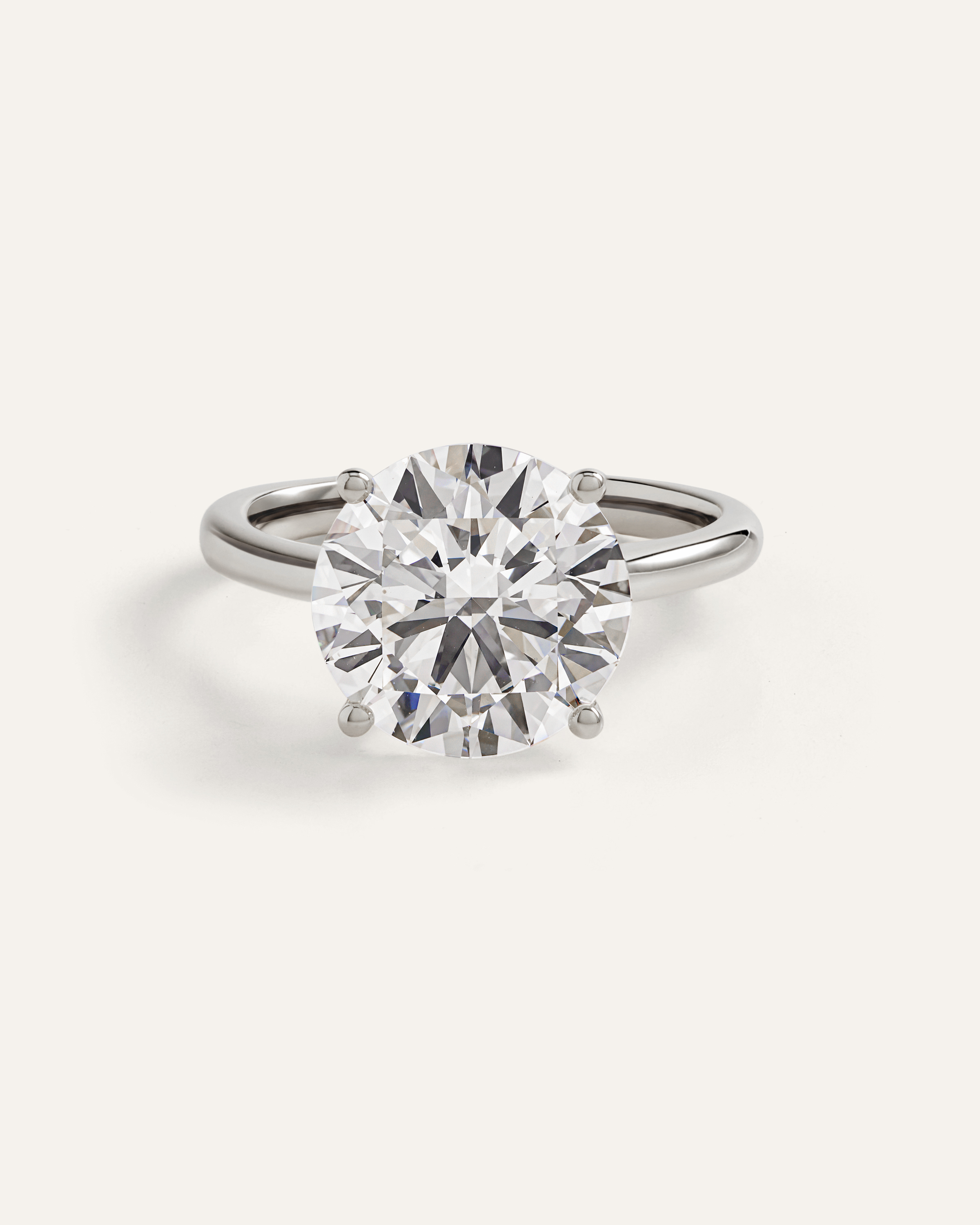 White Gold Lab Grown Diamond Round Trellis Cathedral Engagement Ring - 5ct