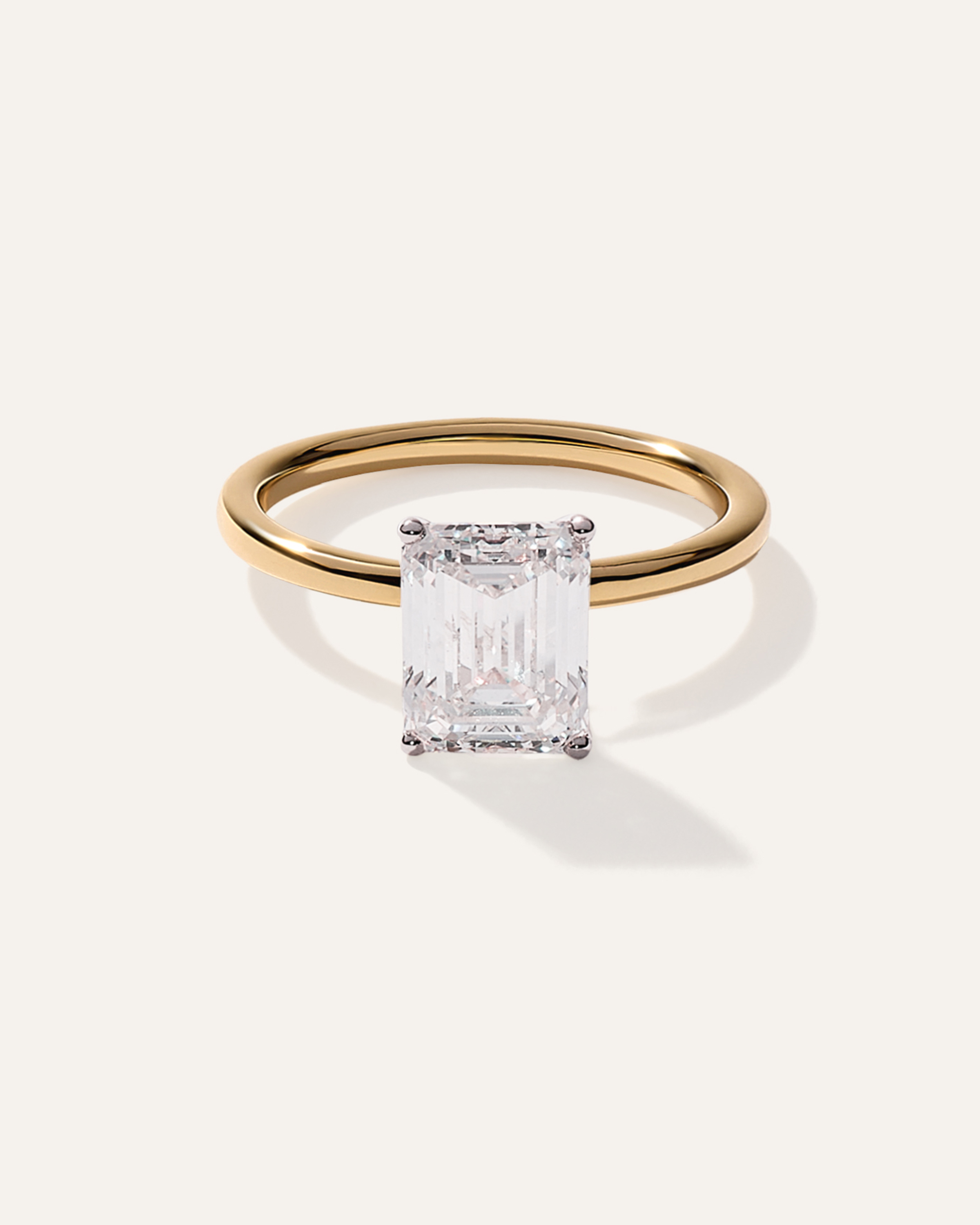 Yellow Gold Lab Grown Diamond Emerald Comfort Fit Engagement Ring