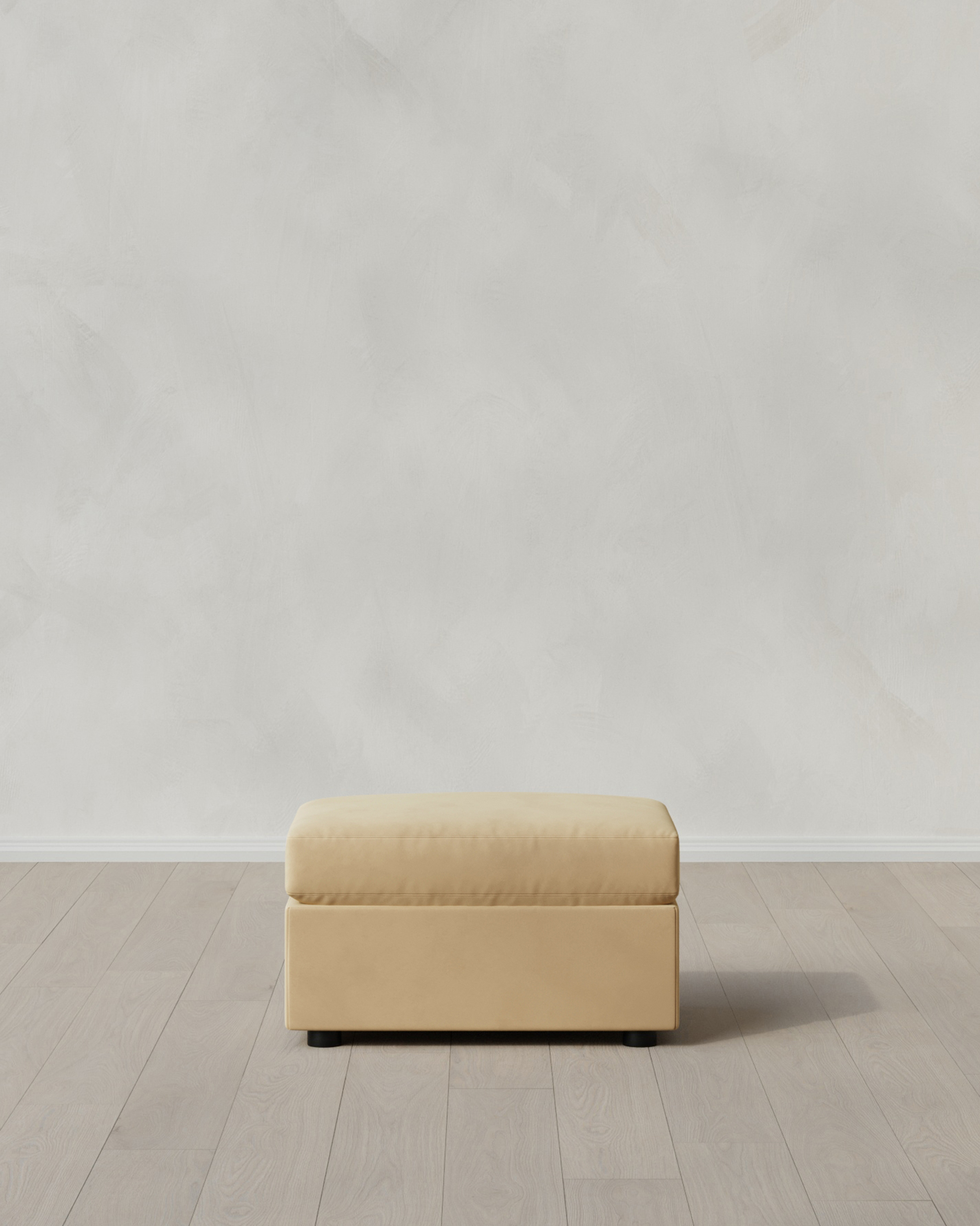 Linen Brennan Ottoman in Performance Velvet