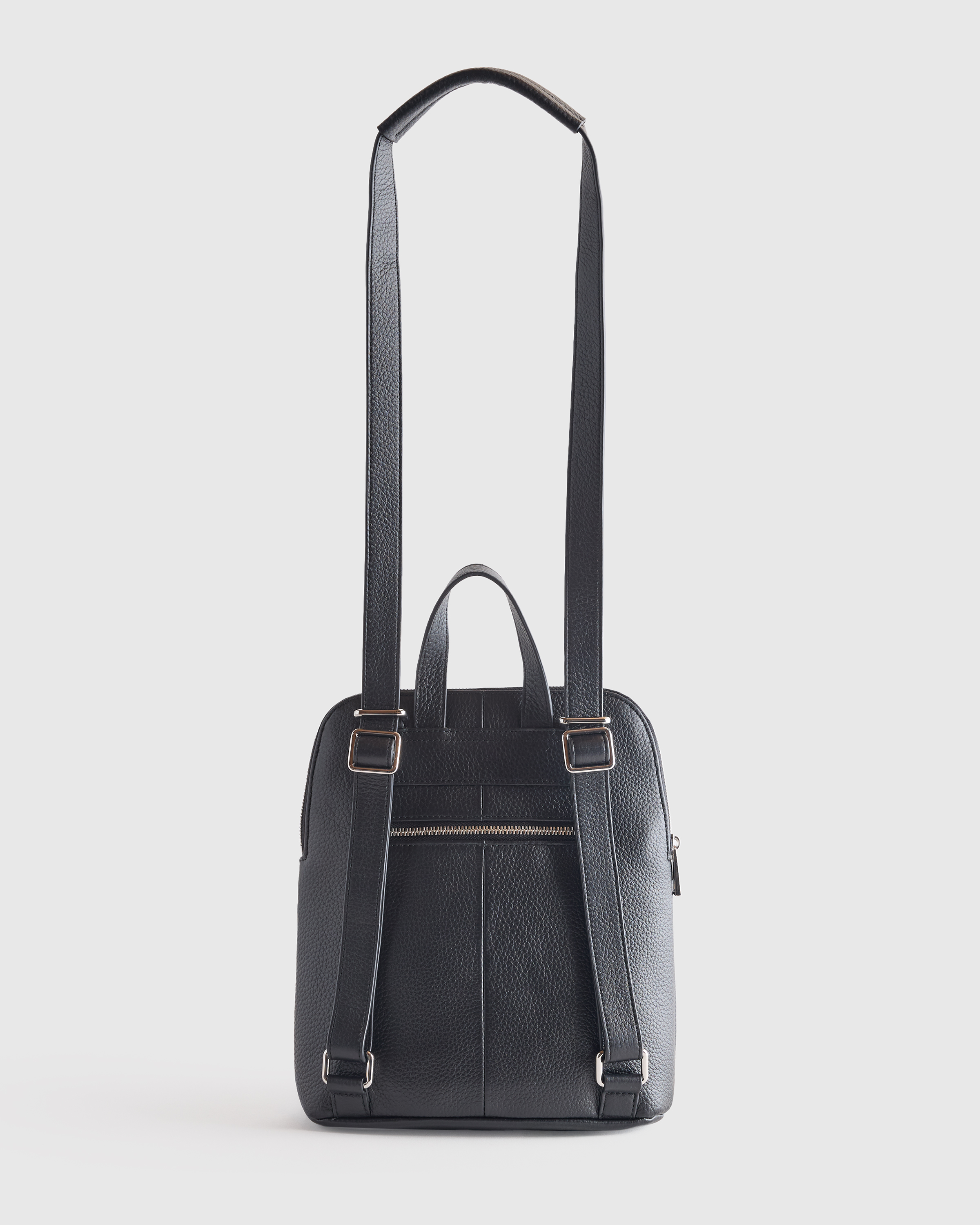 Women's Italian Leather Mini Convertible Backpack in Black by Quince