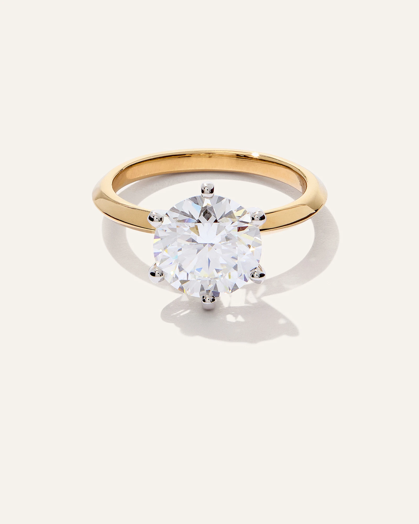 Lab Grown Diamond Round Six Prong Knife Edge Engagement Ring