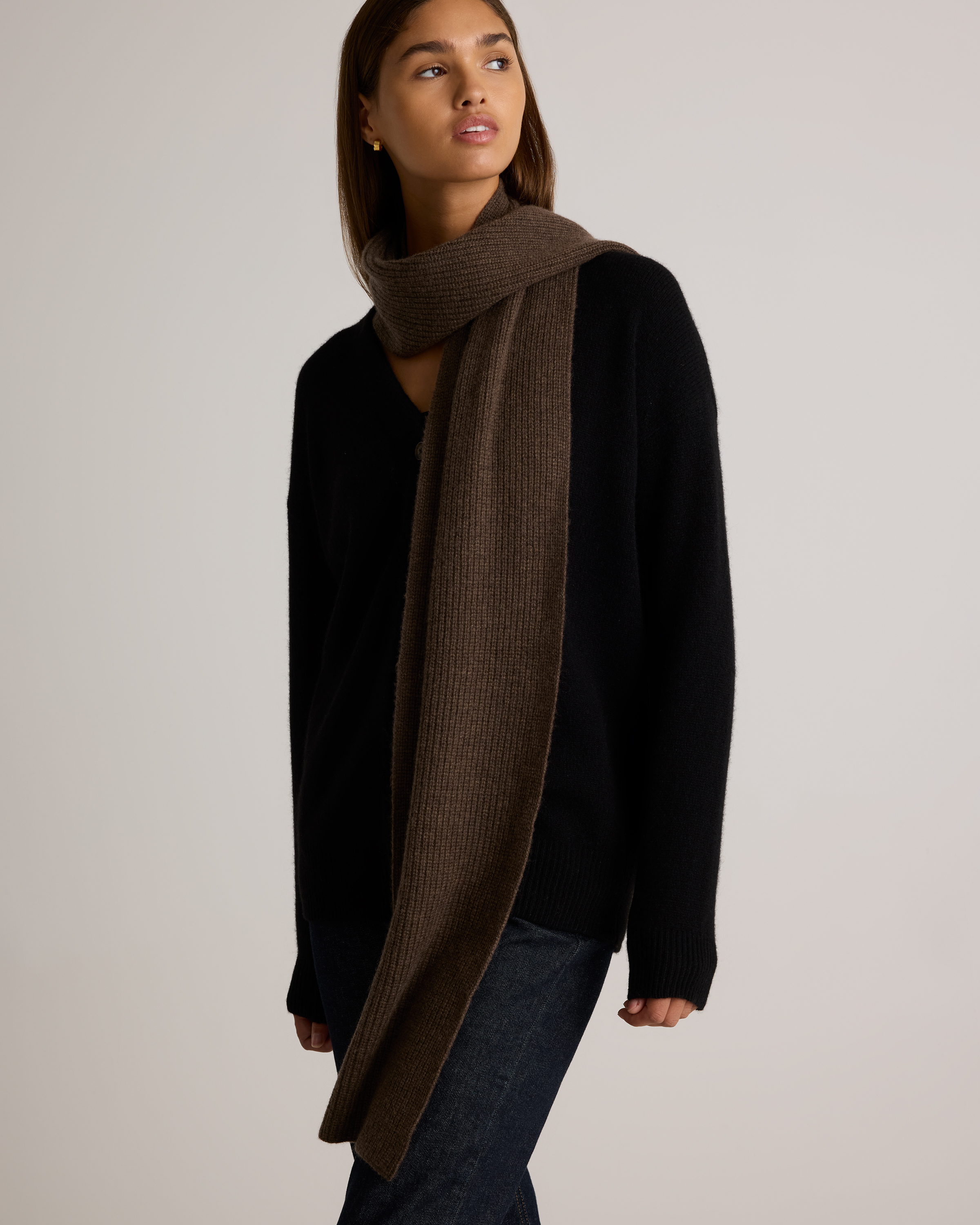 Mongolian Cashmere Ribbed Scarf - thumbnail 8