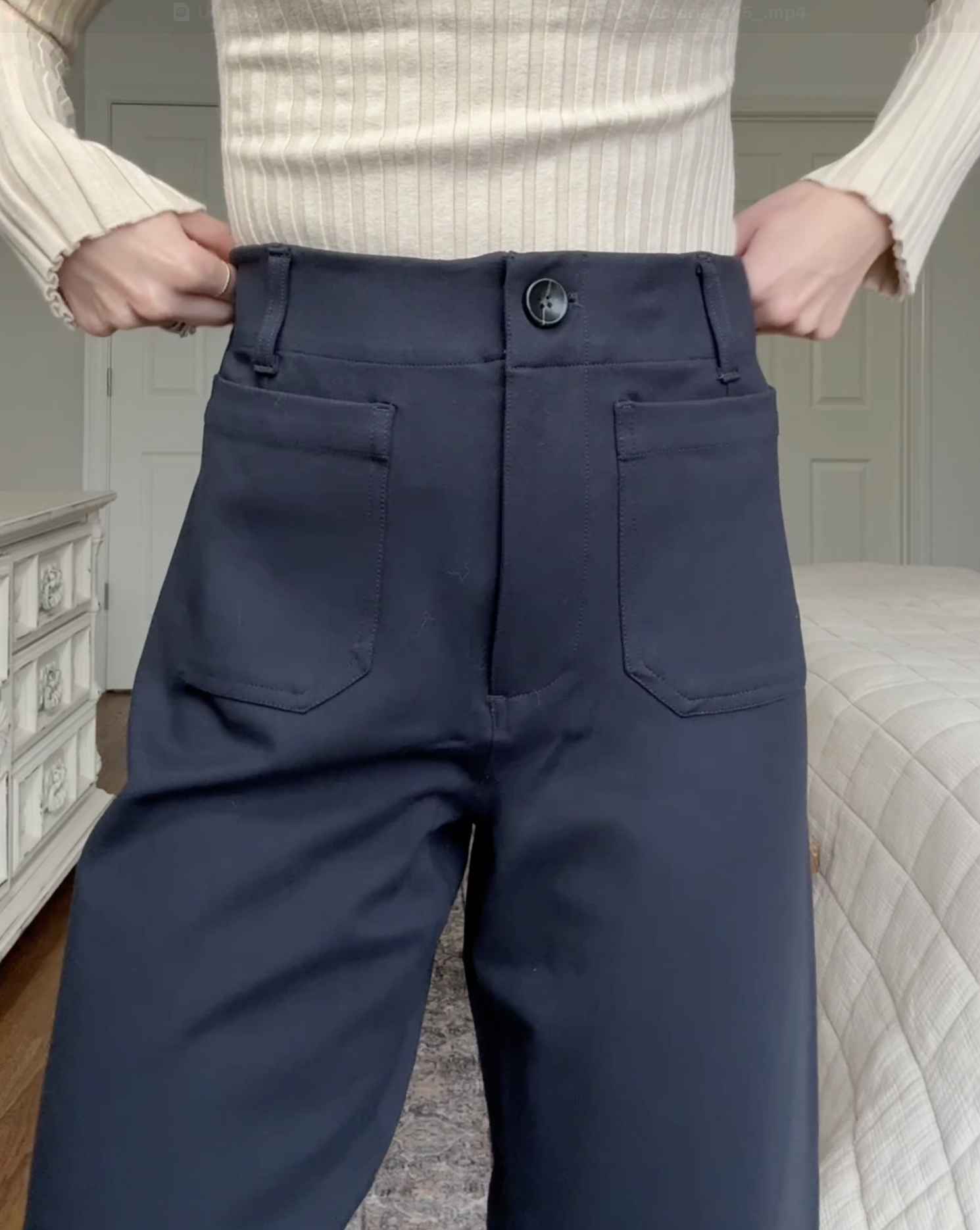 navy blue cropped dress pants Women's Ultra-Stretch Ponte Cropped Wide Leg Pants in Navy, Size 4, Rayon by Quince