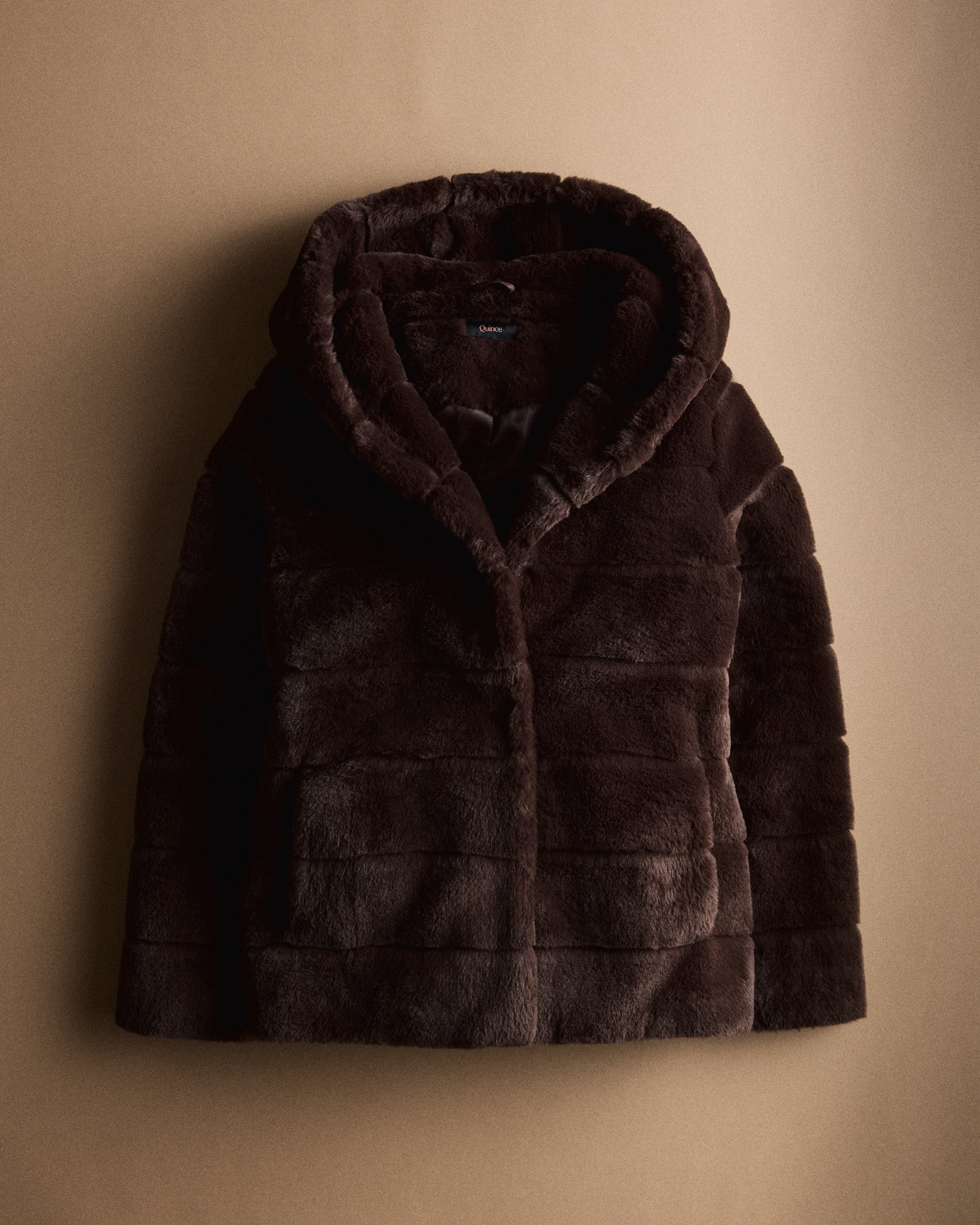 Coffee Bean Brown Hooded Faux Fur Jacket