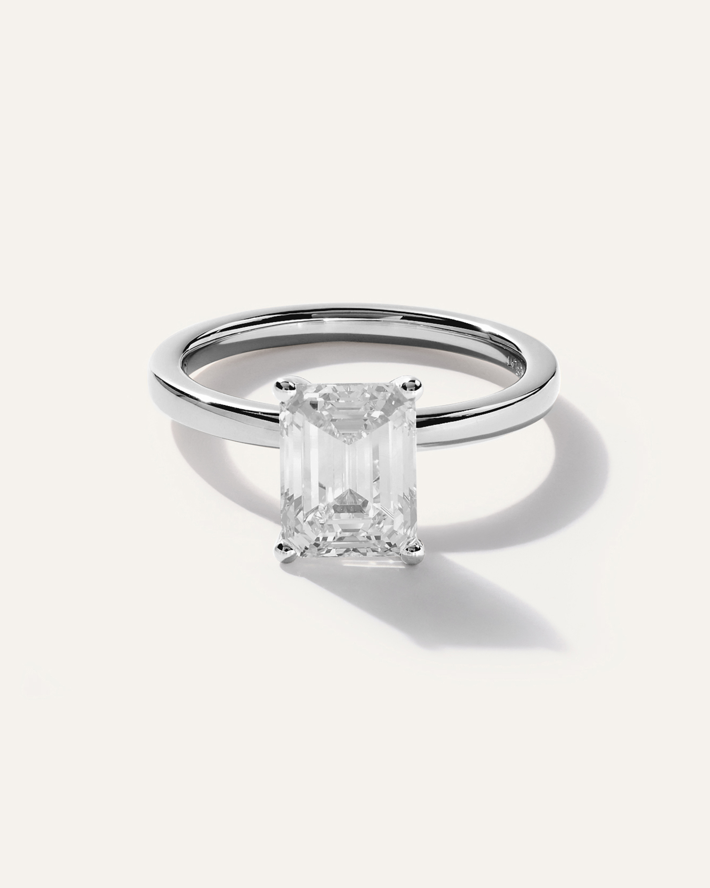 Platinum Lab Grown Diamond Emerald Comfort Fit Engagement Ring - 2.5ct