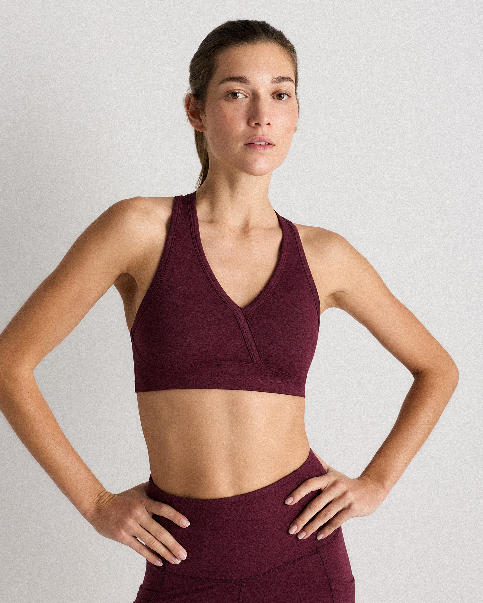 Quince Women's Ultra-soft V-neck Racerback Bra In Brown