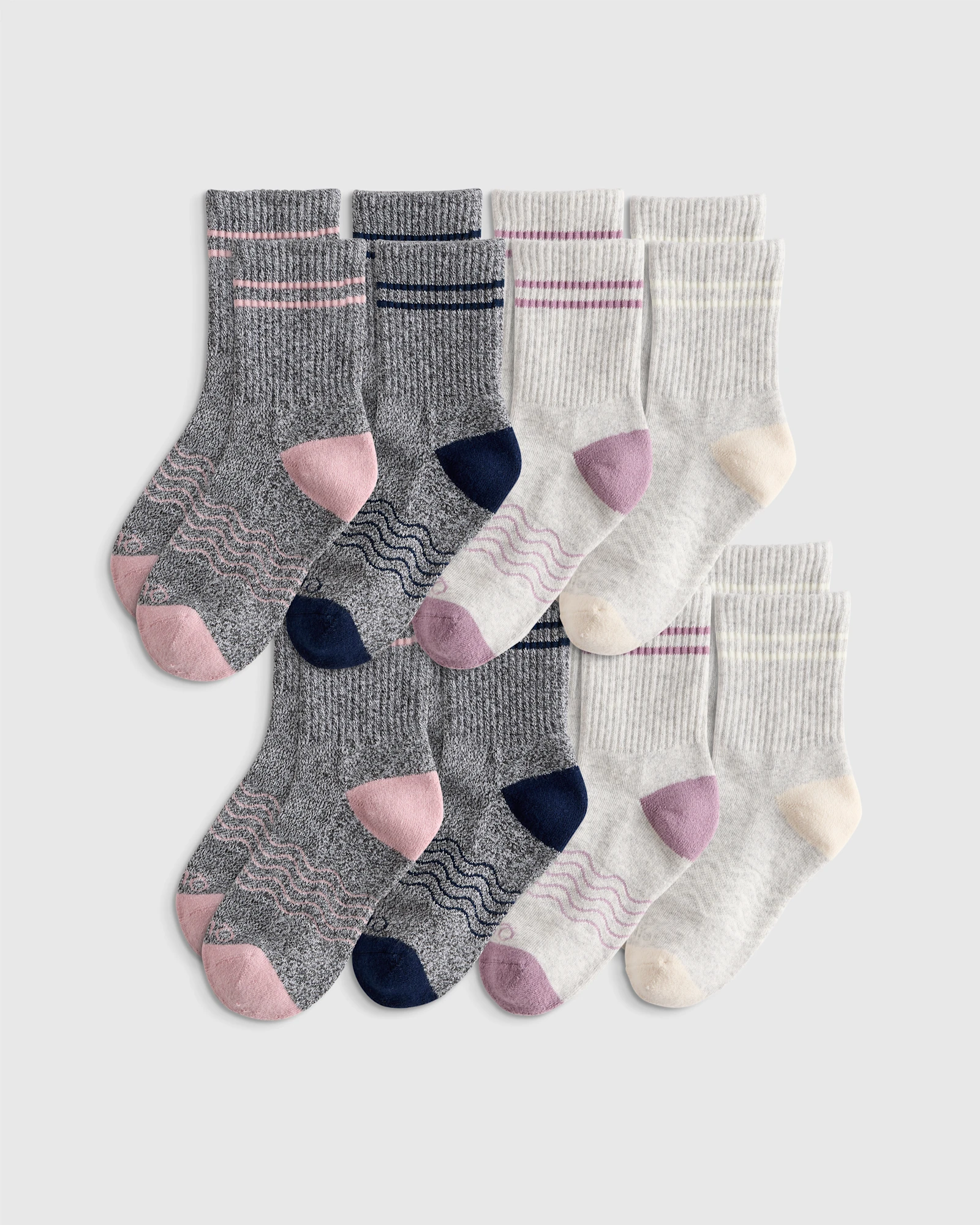 Kids Organic Cotton Quarter Crew Socks 8-Pack - Kid