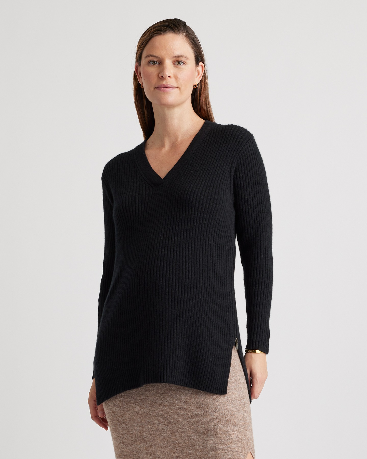 Mongolian Cashmere Fisherman Side Zip Maternity & Nursing Sweater