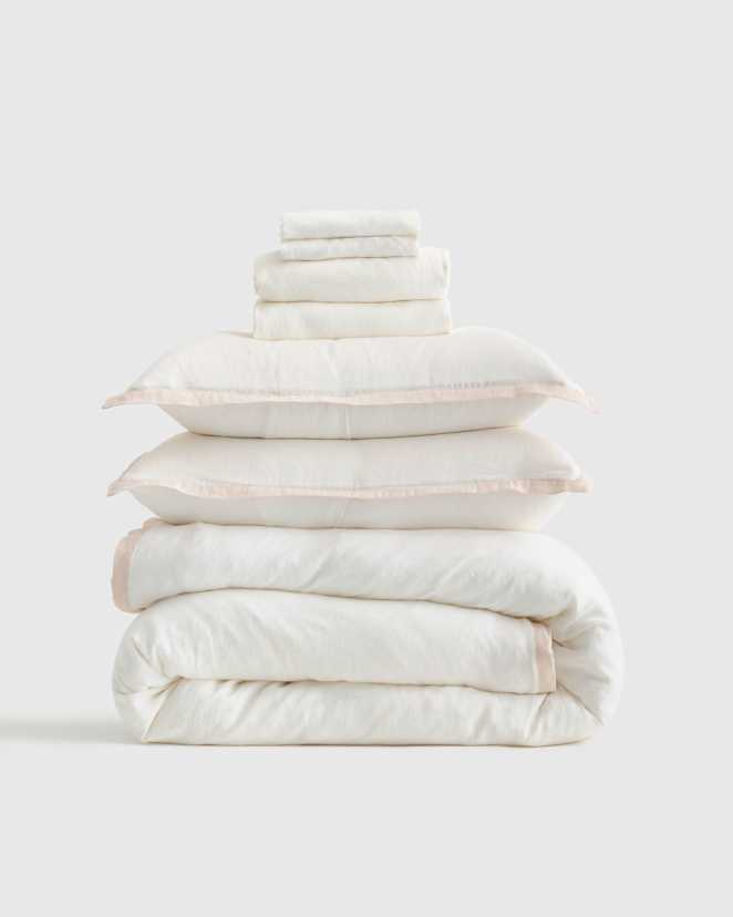 European Linen Stripe Deluxe Bedding Bundle
