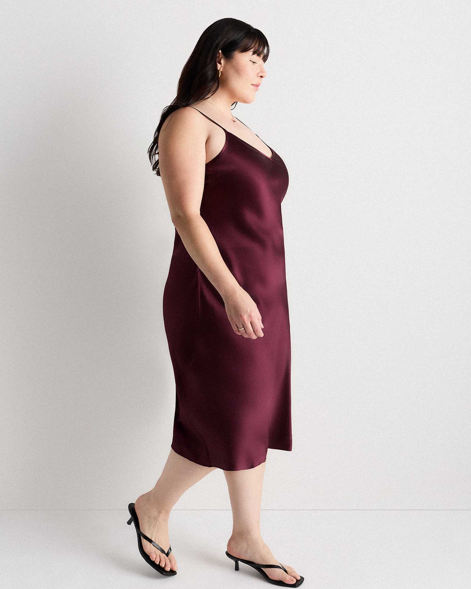 wine satin slip dress Valentina Wine Cowl Neck Mulberry Silk Dress SILKROSE