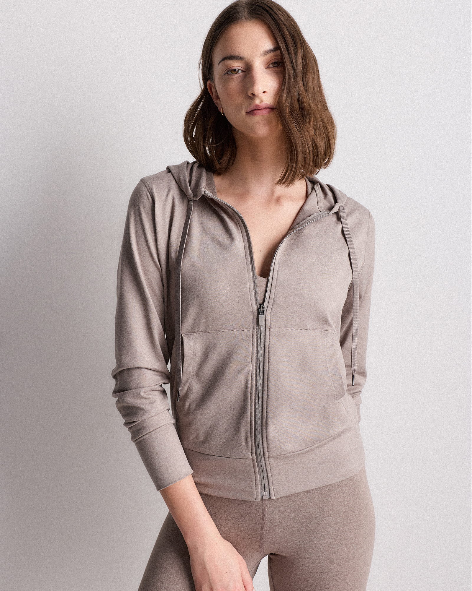 Heather Morel Grey Flowknit Full-Zip Hoodie