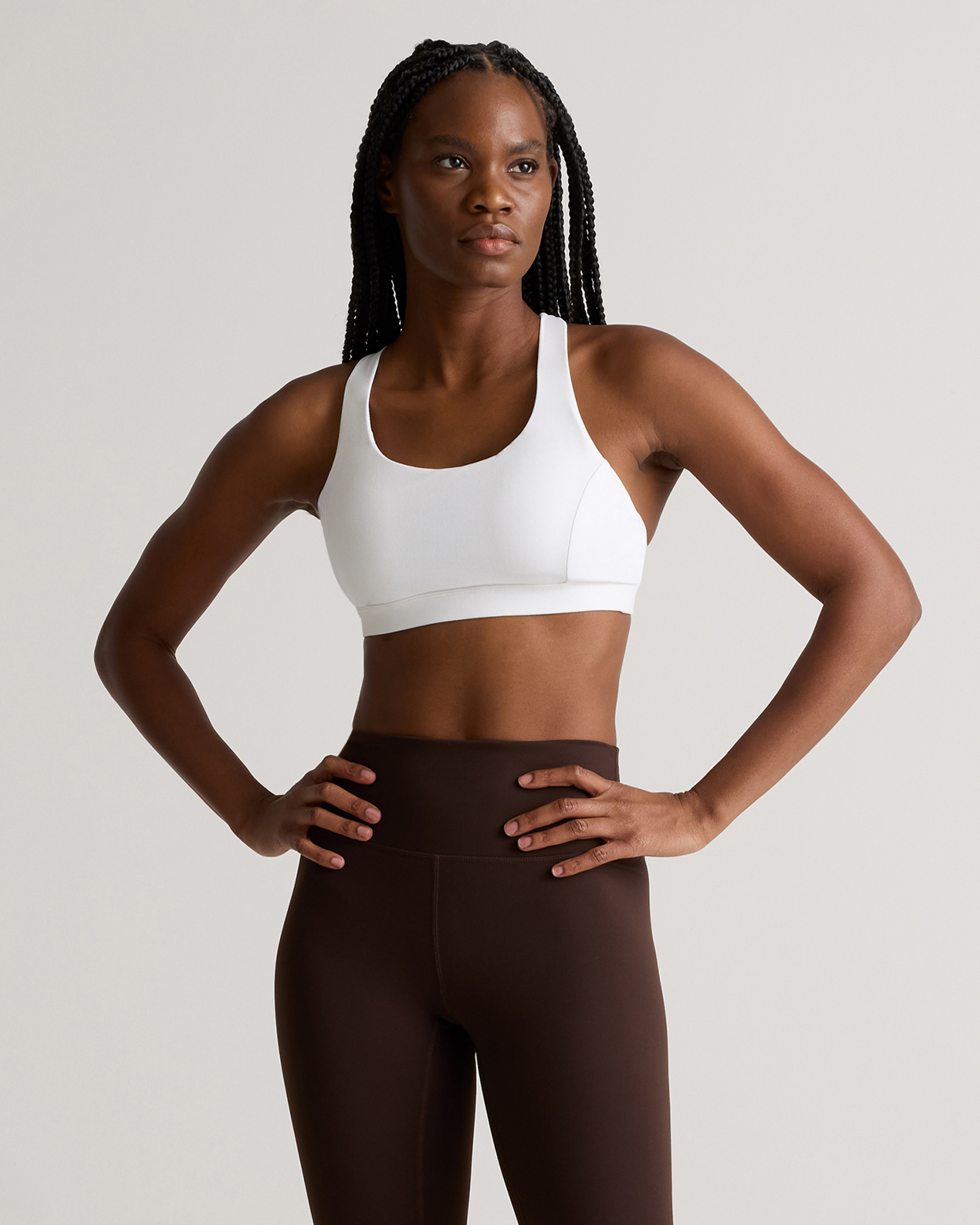 Classic White Power-Up Strappy Sports Bra