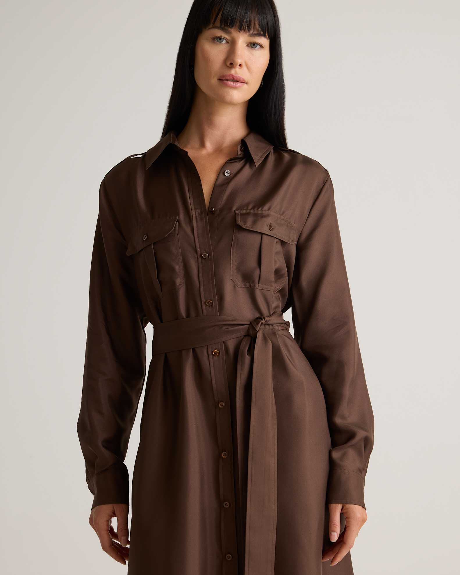 100% Silk Twill Utility Shirt Dress 100% Silk Twill Utility Shirt Dress