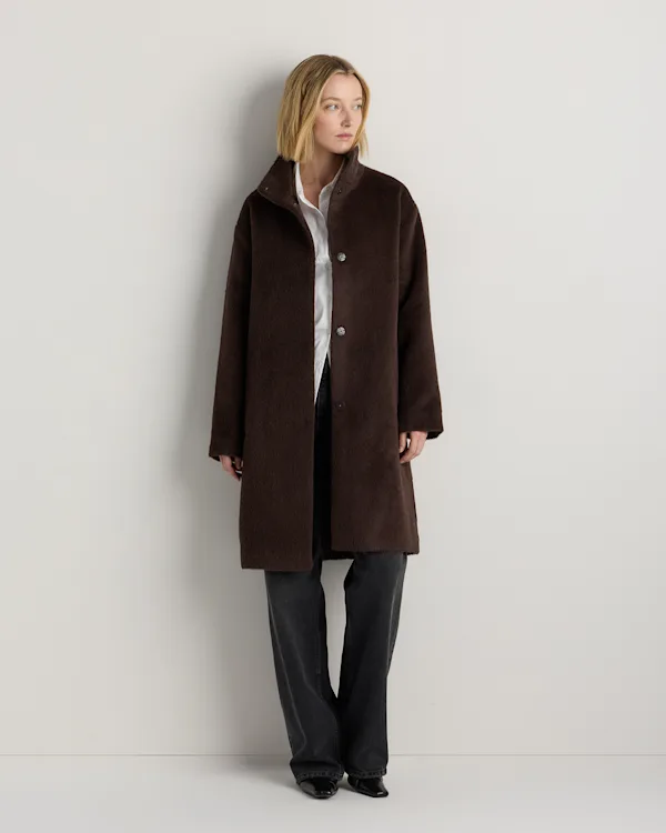 Alpaca-Wool Stand Collar Coat