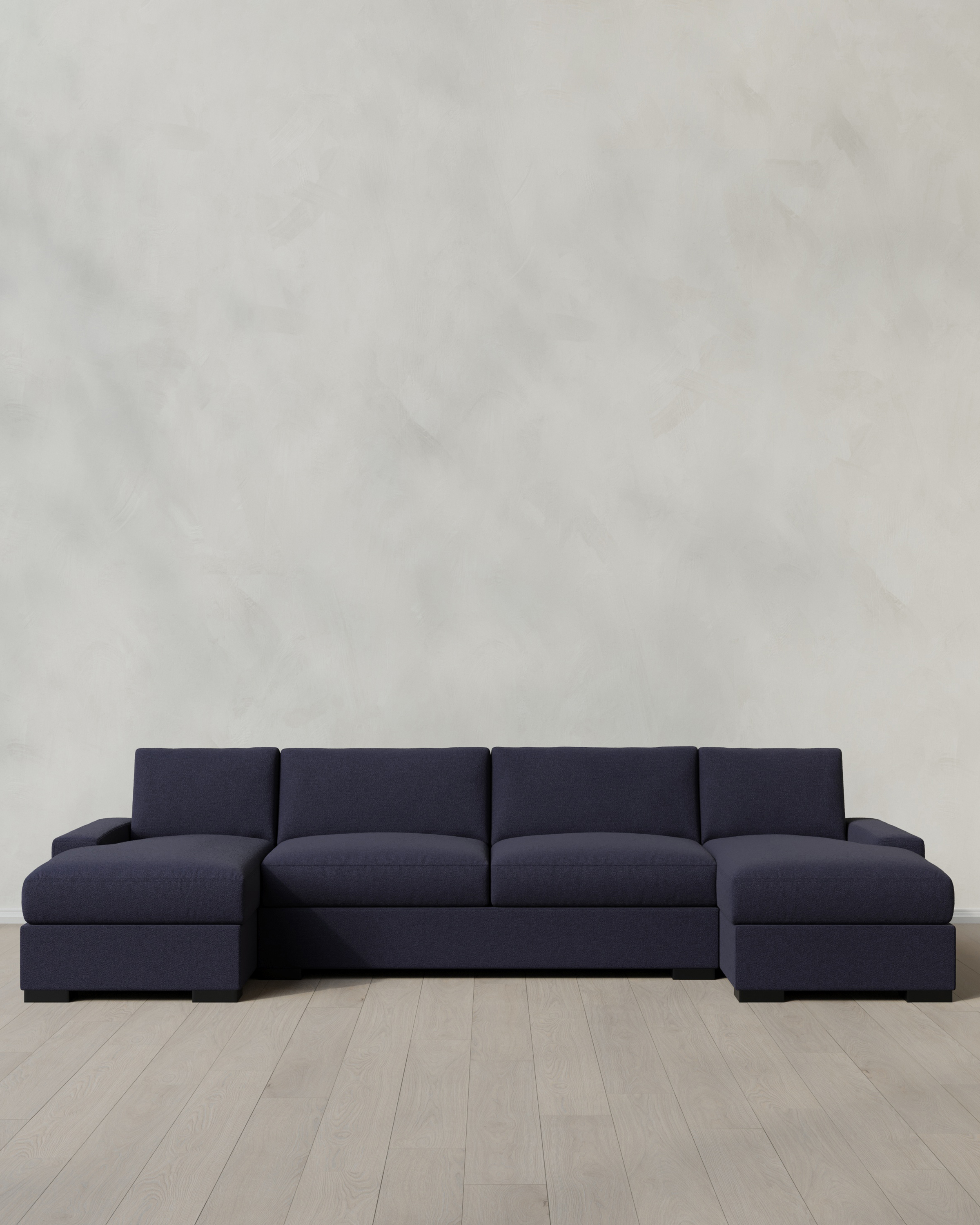 Navy Stillman U Sectional in Performance Basketweave