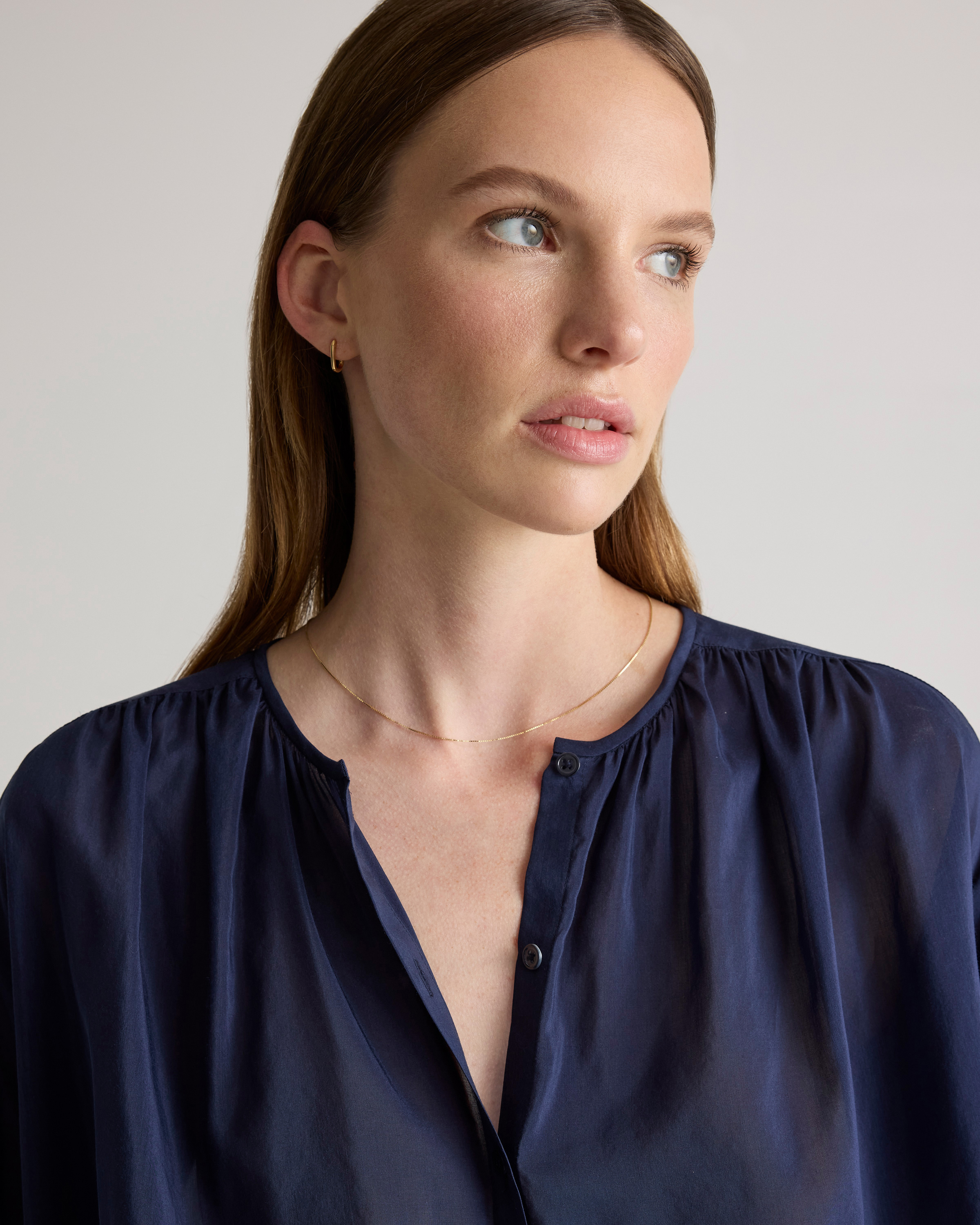 coito 　nui mond cotton silk blouse Cotton-Silk Voile Blouson Blouse