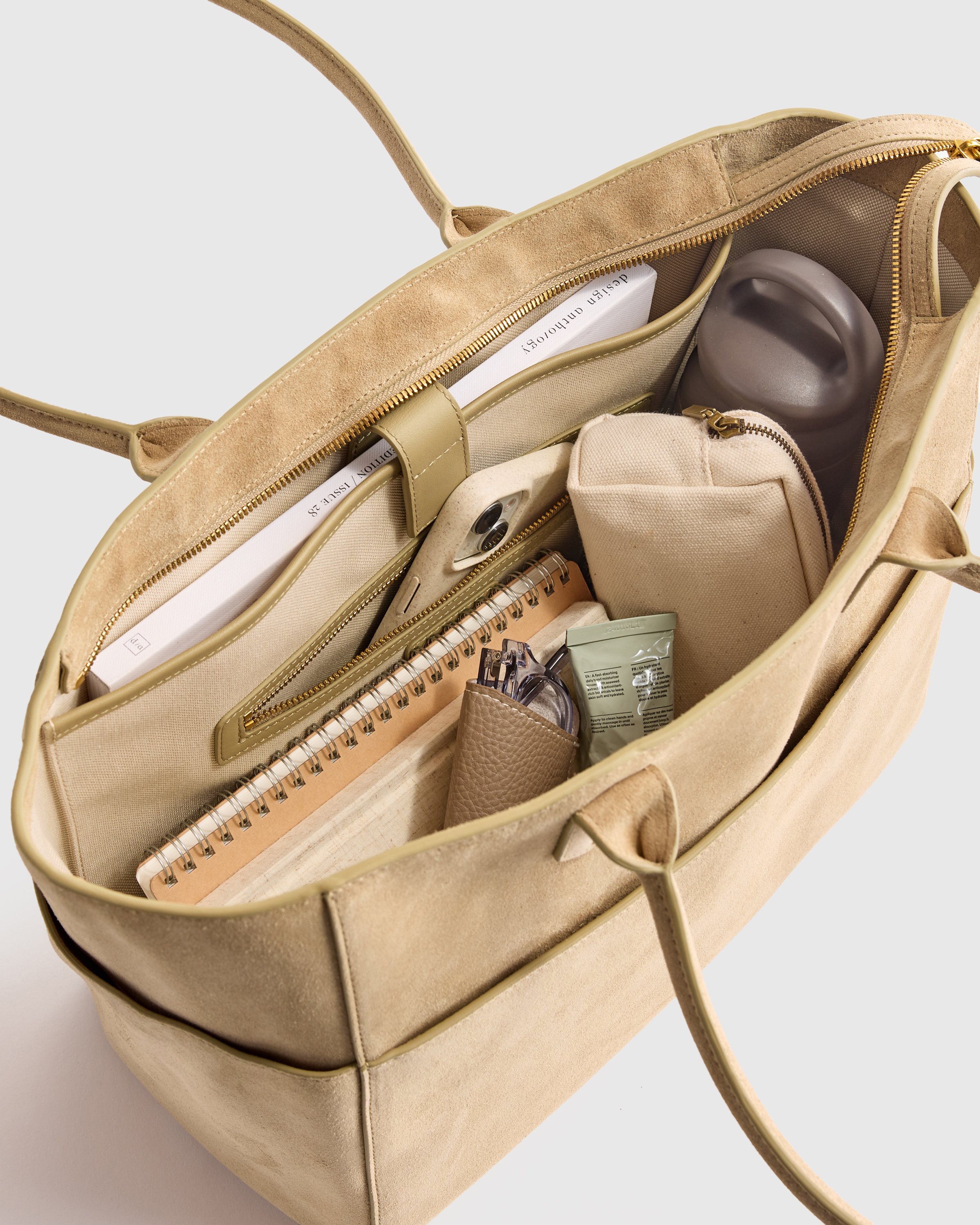 Italian Suede Shopper Tote - Thumbnail 3