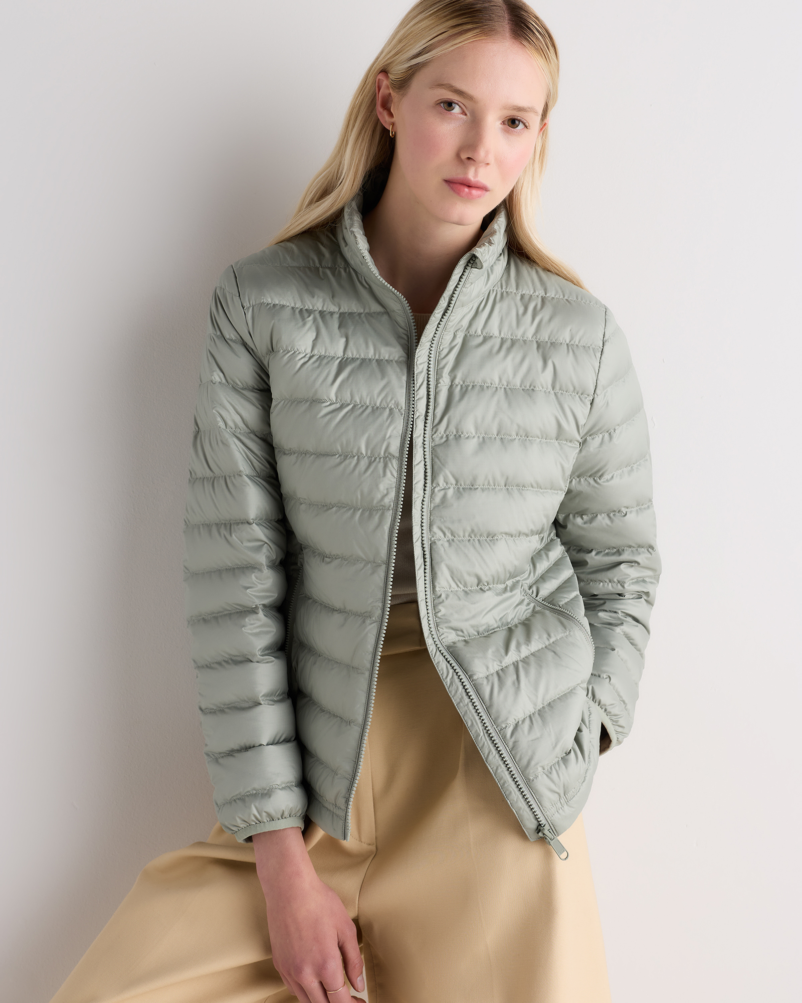 Shadow Green Lightweight Down Packable Puffer Jacket