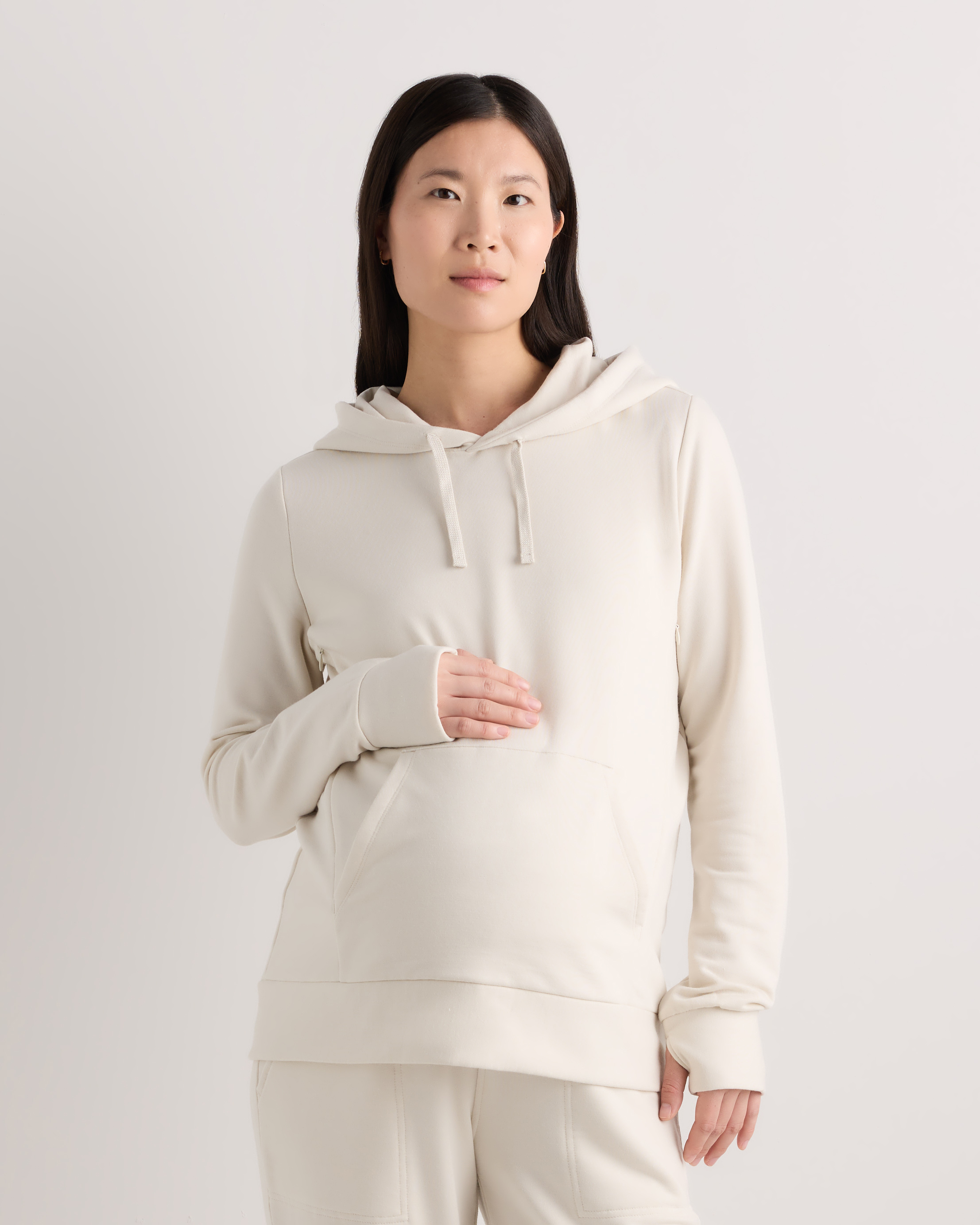 Off-White SuperSoft Fleece Maternity & Nursing Hoodie