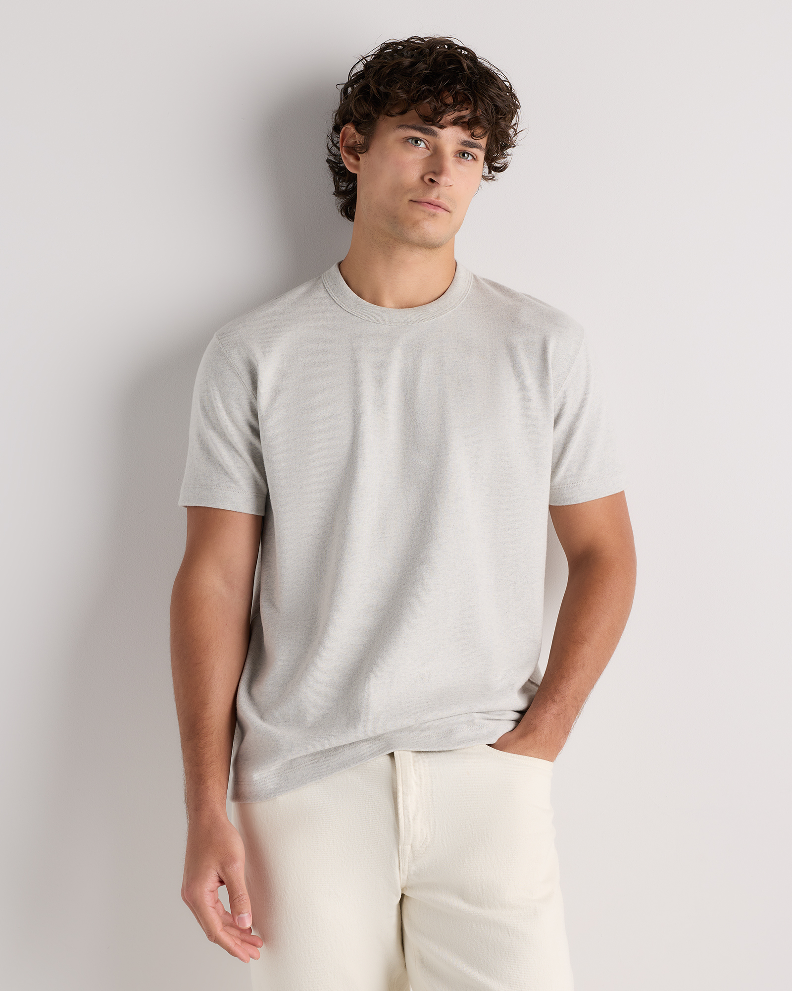 Heather Oatmeal 100% Organic Cotton Heavyweight Tee