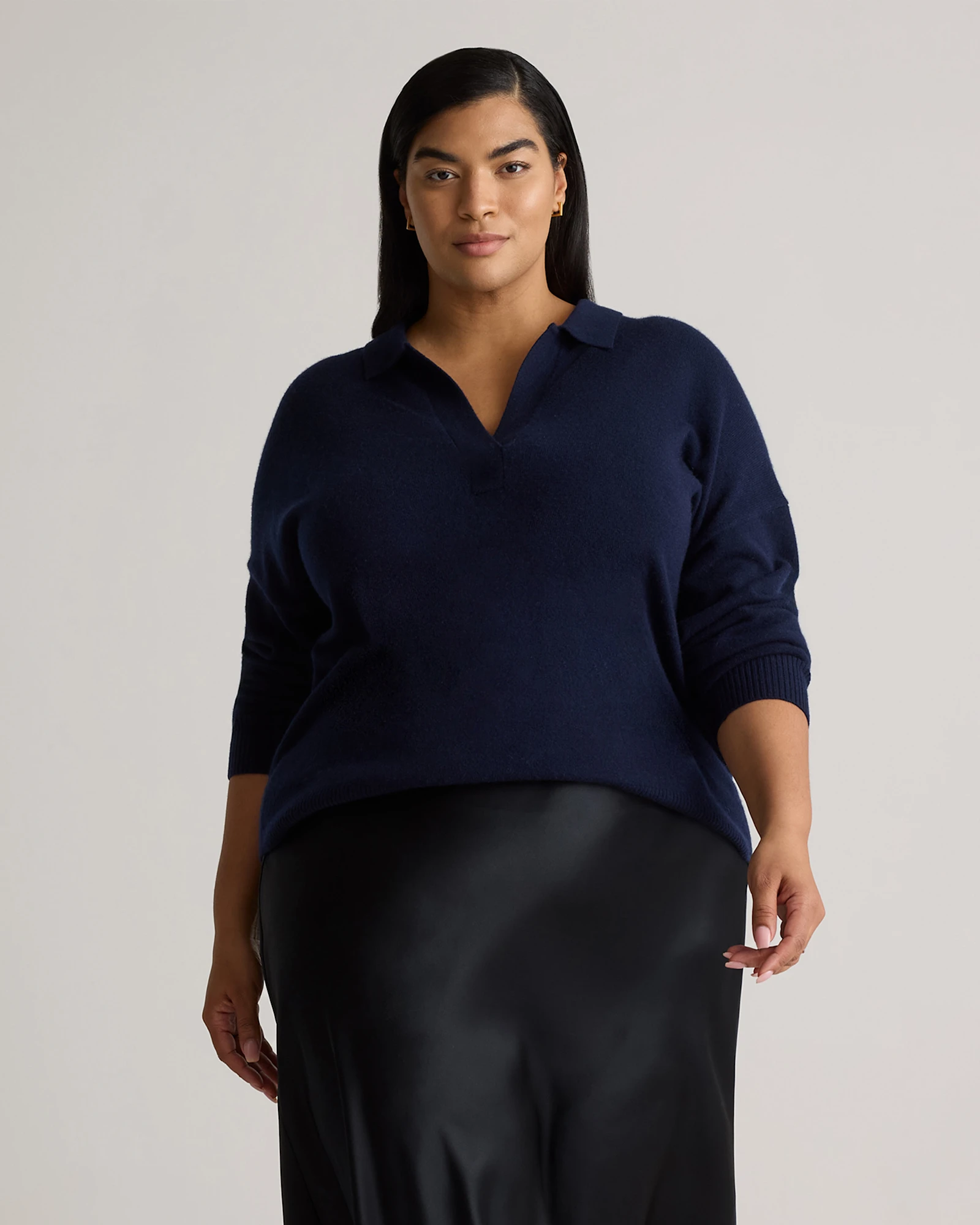 Mongolian Cashmere Polo Sweater - Plus Size