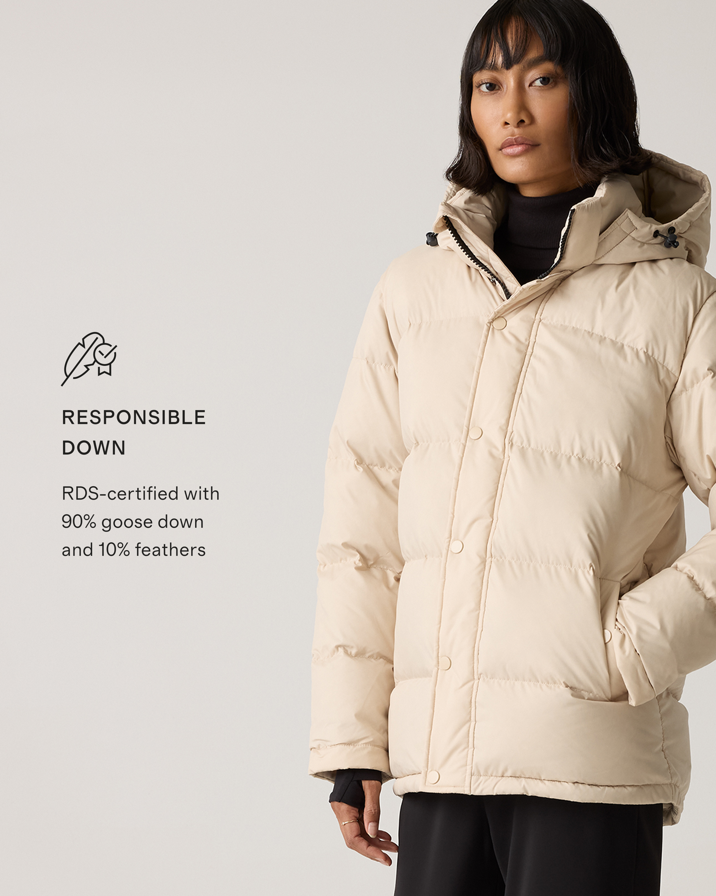 Responsible Down Puffer Jacket in Oatmilk