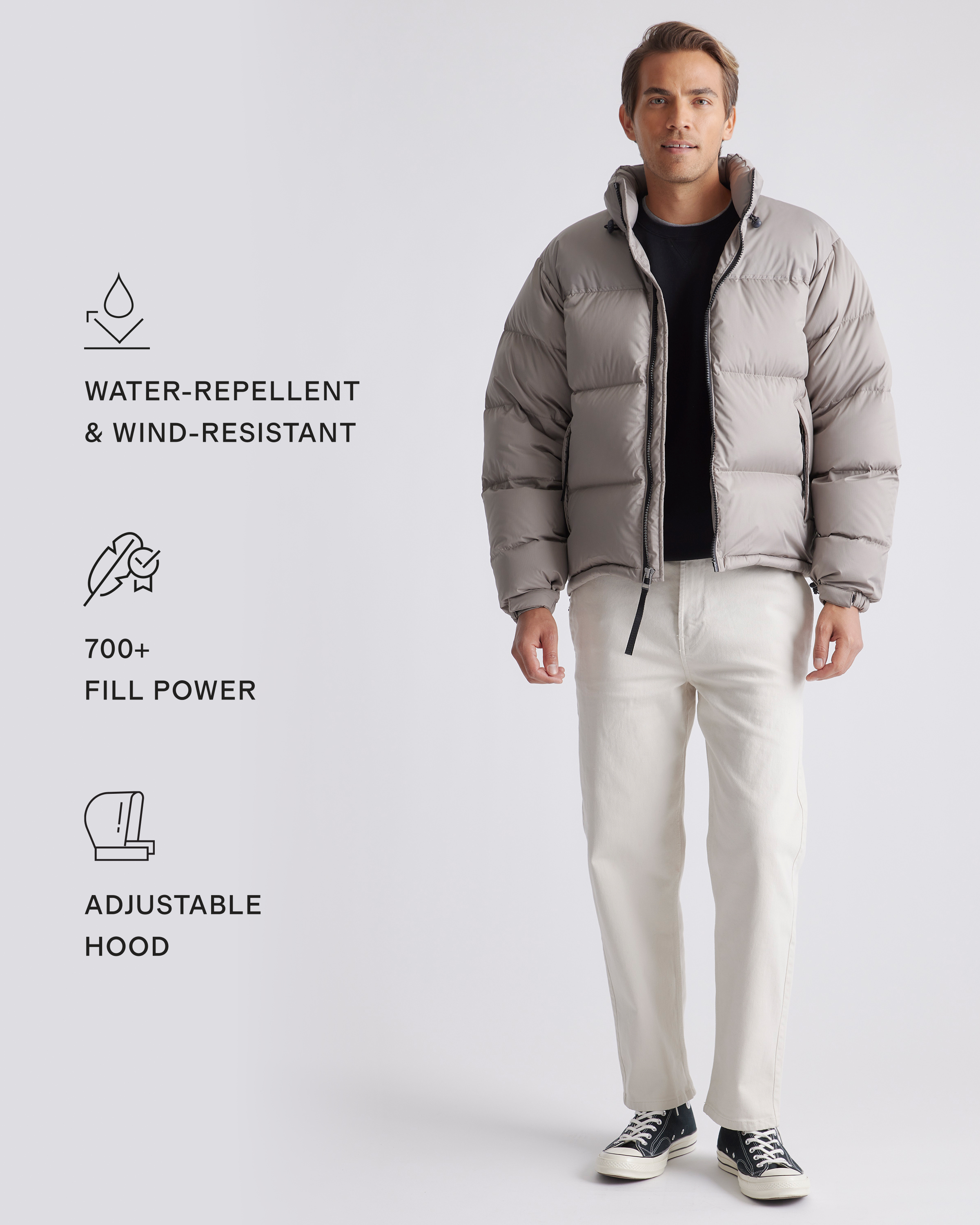 Responsible Down Puffer Jacket in Stone Taupe
