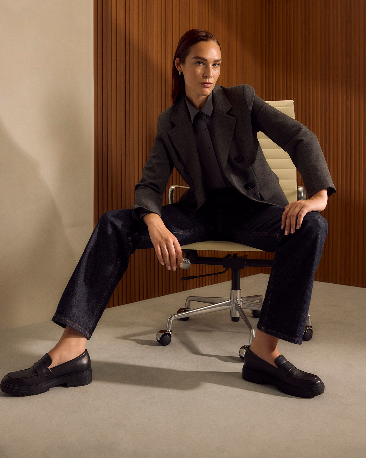 Loafer Outfit Ideas Lug Loafers Leather Casual Black Textured