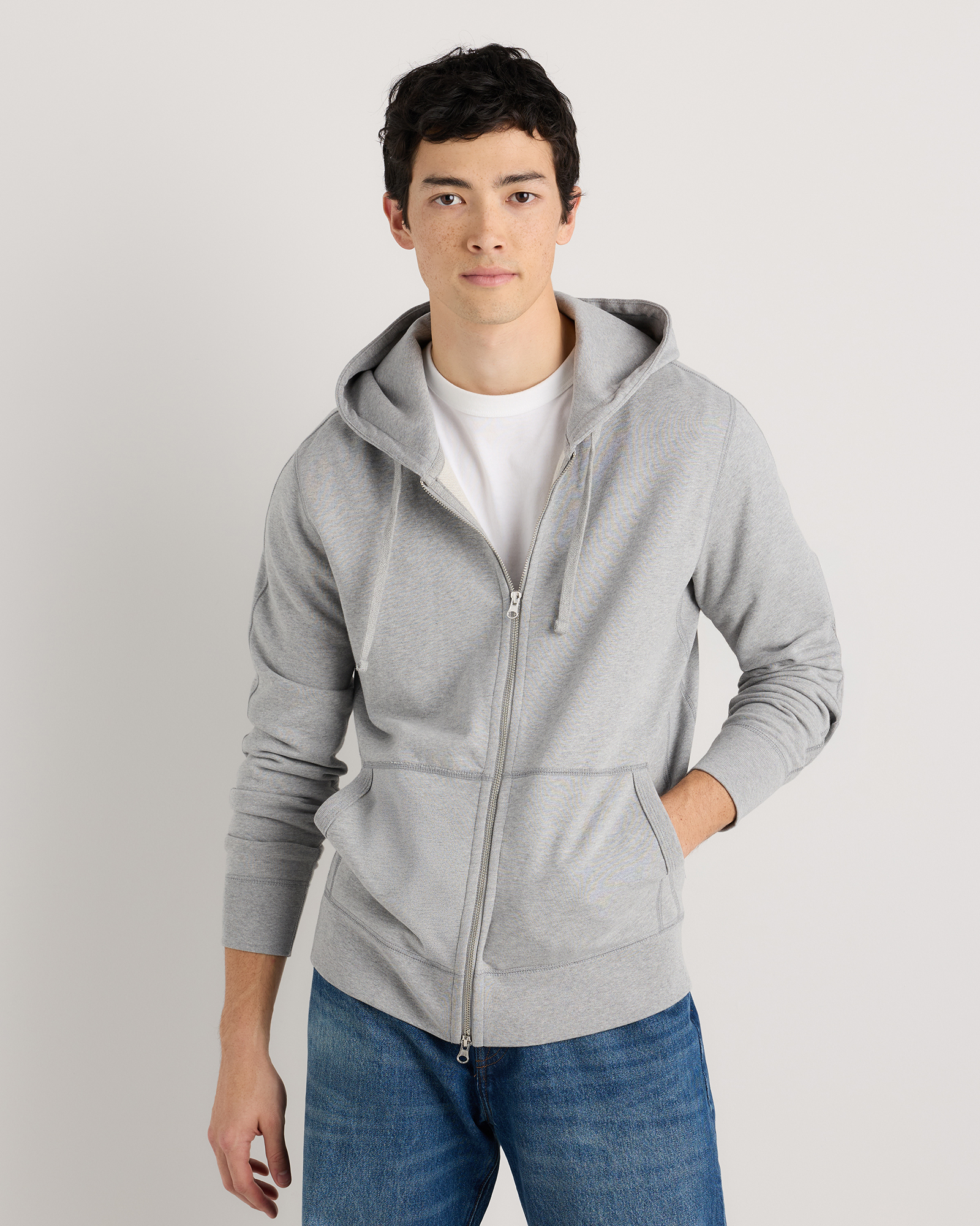 Light Heather Grey Organic Midweight French Terry Full Zip Hoodie