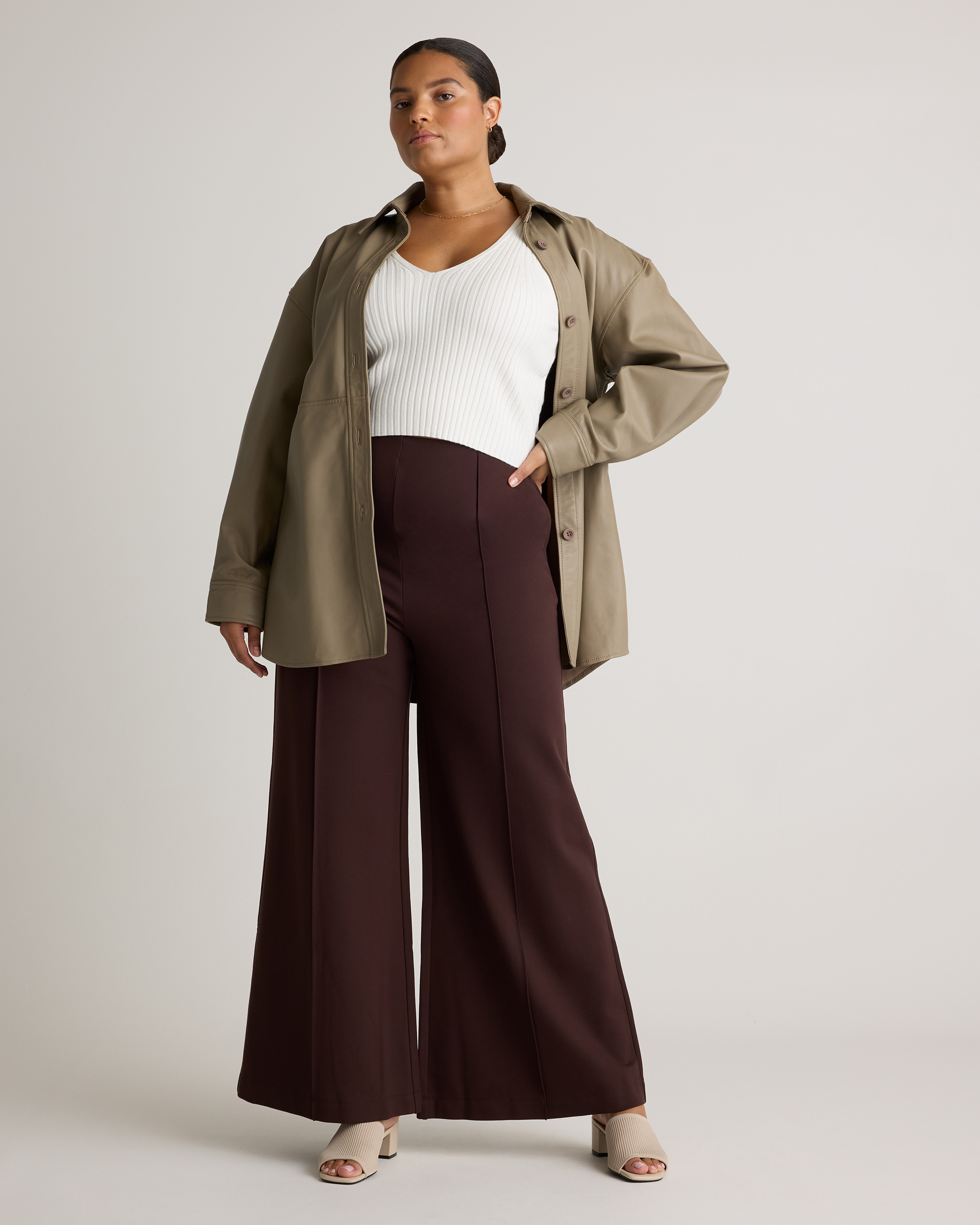Ultra-Stretch Ponte Super Wide Leg Pants - 32
