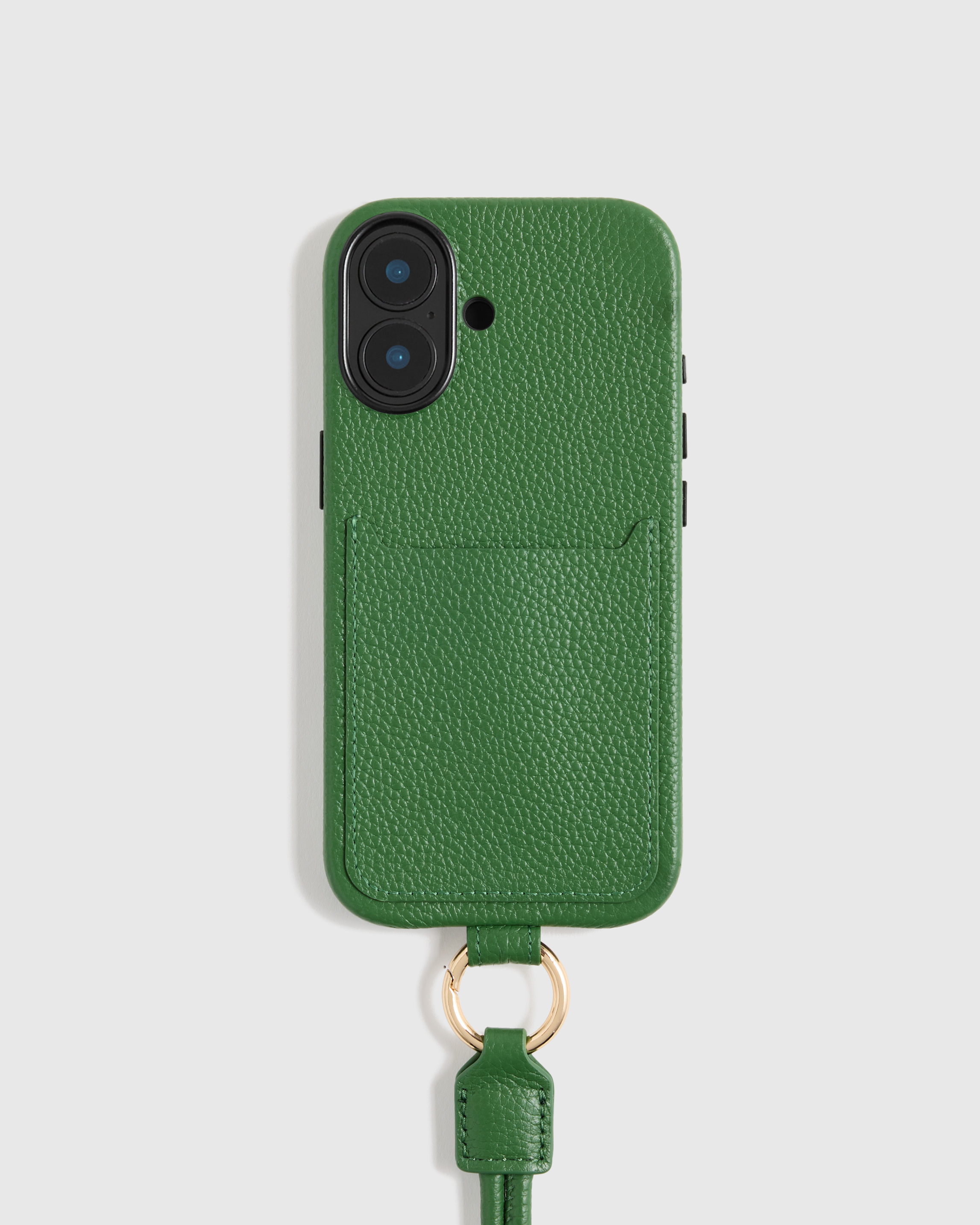 Italian Leather Phone Crossbody Case in Emerald