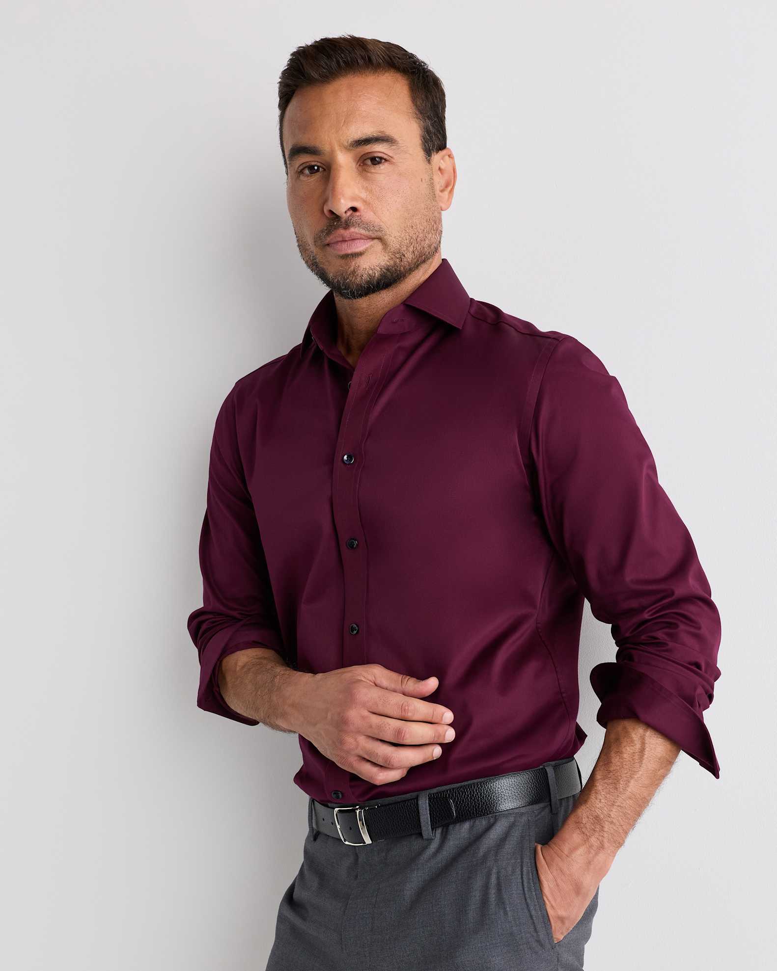 Men's Stretch Twill Dress Shirt in Barolo Burgundy, Size XL, Organic Cotton by Quince Men's Stretch Twill Dress Shirt in Barolo Burgundy, Size XL, Organic Cotton by Quince