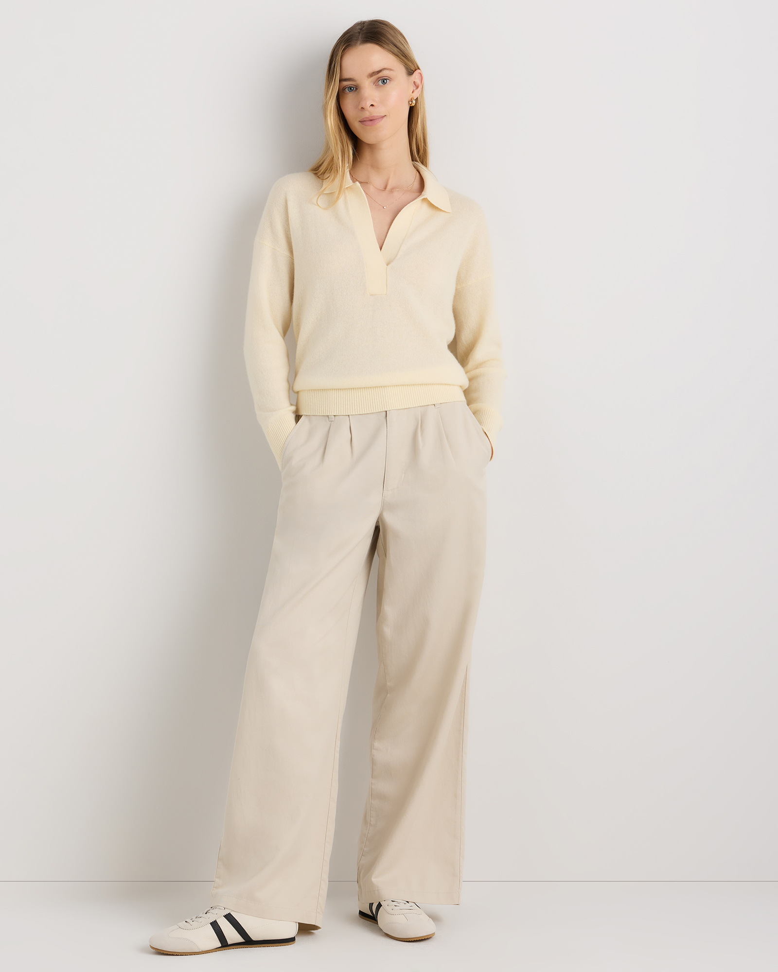 トップス 25AW cash&barba Mongolian Cashmere POLO Mongolian Cashmere Polo Sweater in Oatmeal