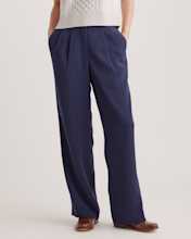 Stretch Crepe Pleated Wide Leg Pants