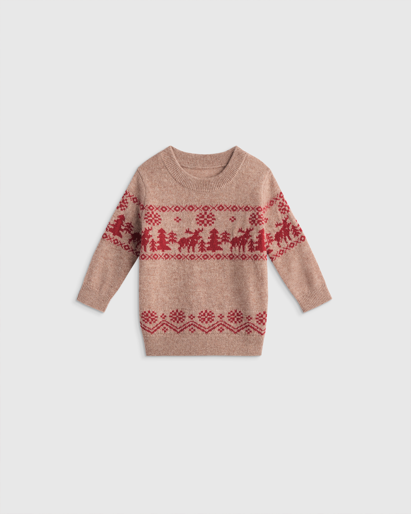 Oatmeal/Varsity Red Kids & Baby Mongolian Cashmere Fair Isle Christmas Sweater