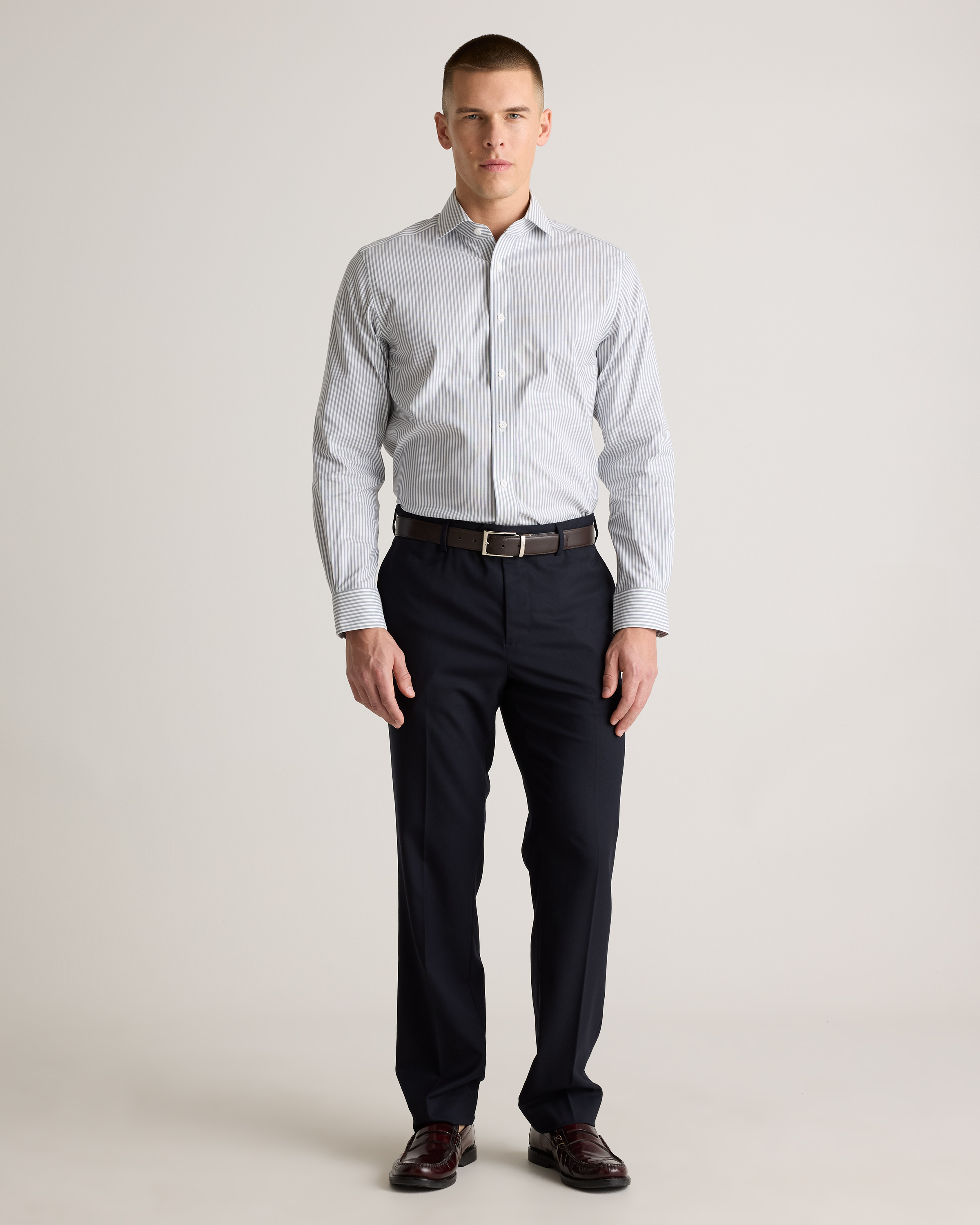 white dress shirt grey pants 10 Best Colour Combinations to Try On wearing this shirt you will show Men's Oxford Non-Iron Dress Shirt
