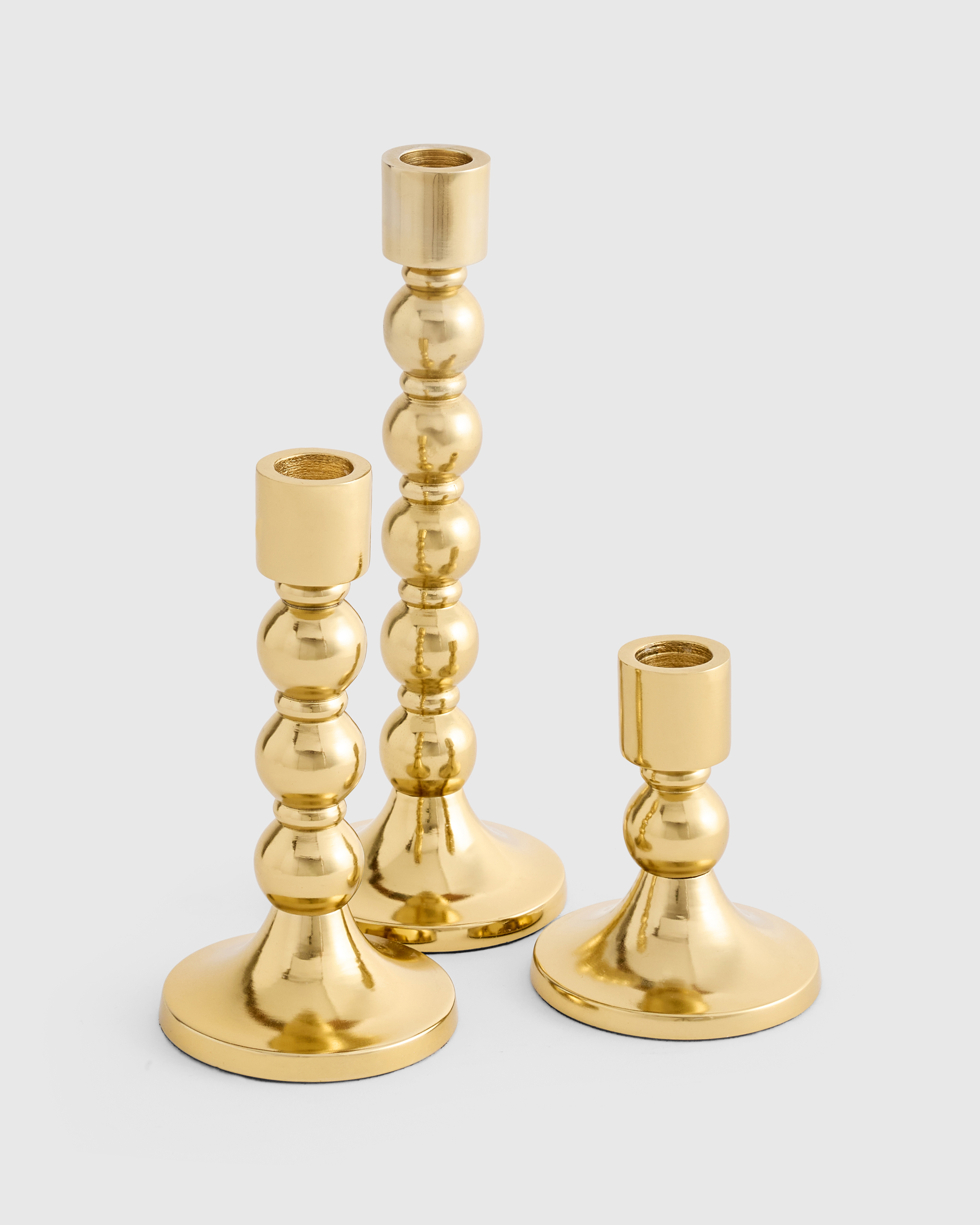 Candlestick Holders - Antique Brass Finish (Set of 3) - thumbnail 4