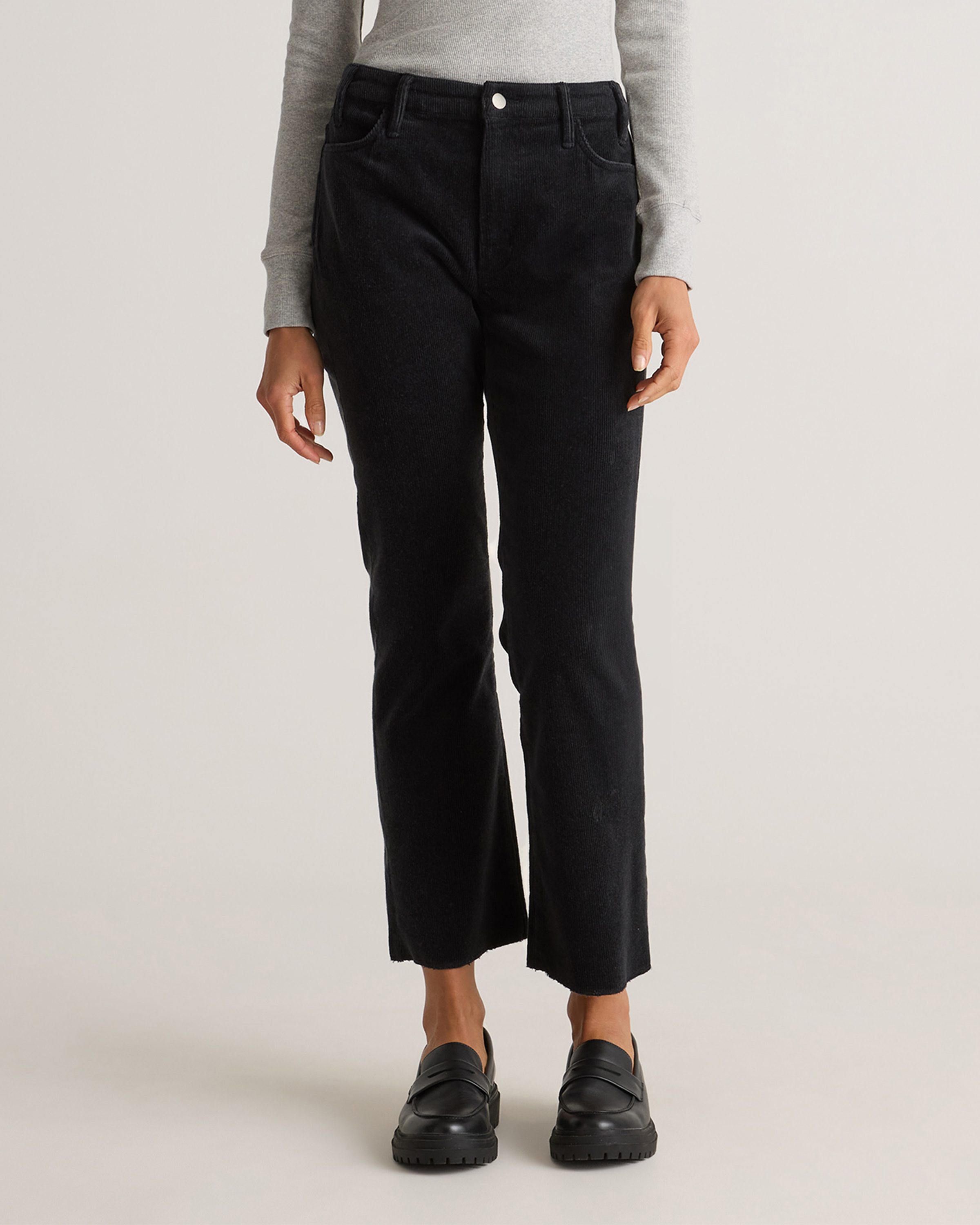 Black Organic Stretch Corduroy Kick Flare Pants