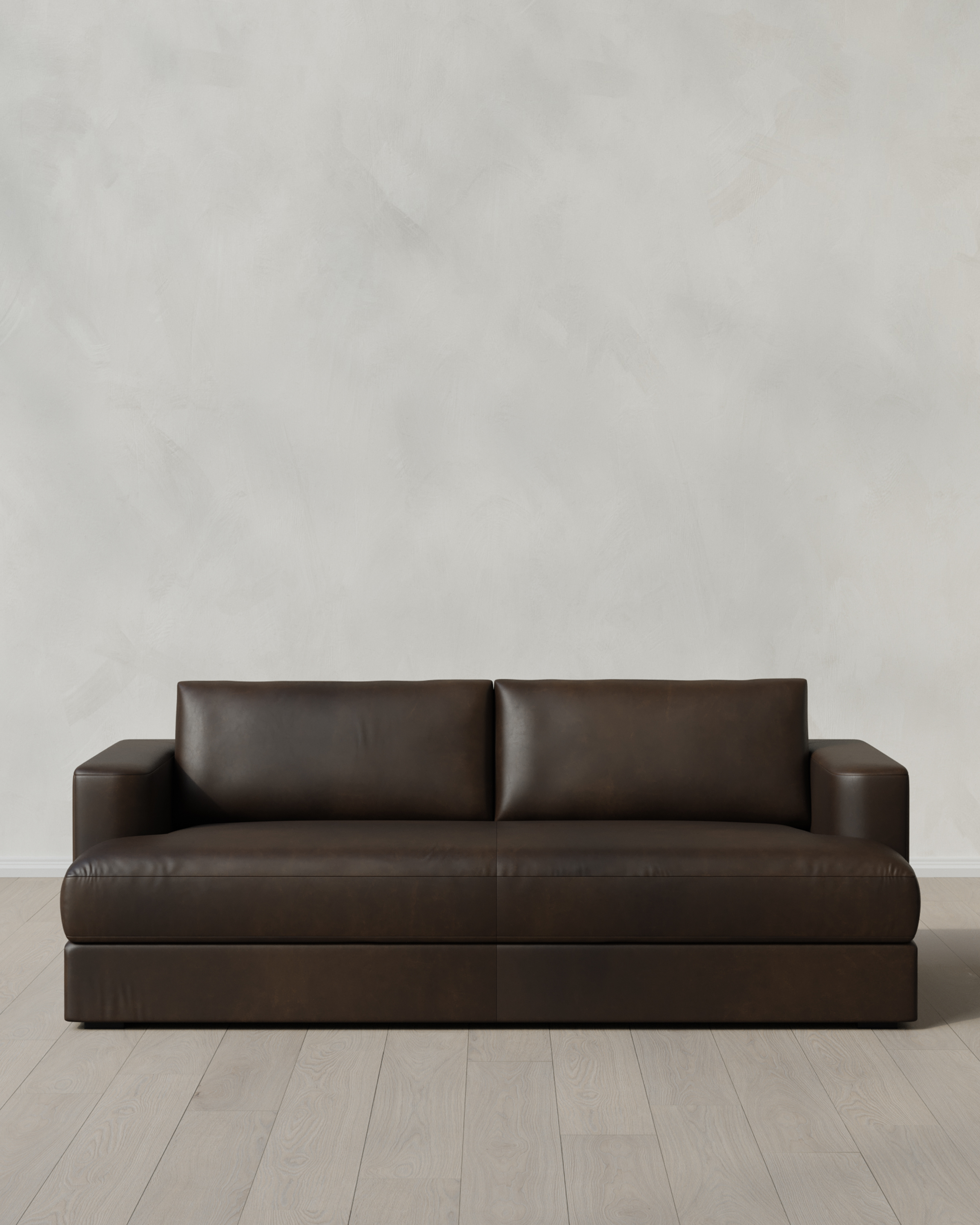 Smoke Sierra Curved Arm Sofa in Leather